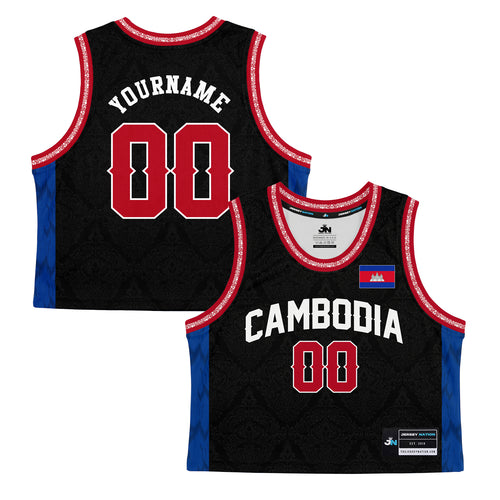 Cambodia Heritage Cropped Basketball Jersey Black
