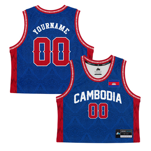 Cambodia Heritage Cropped Basketball Jersey Blue