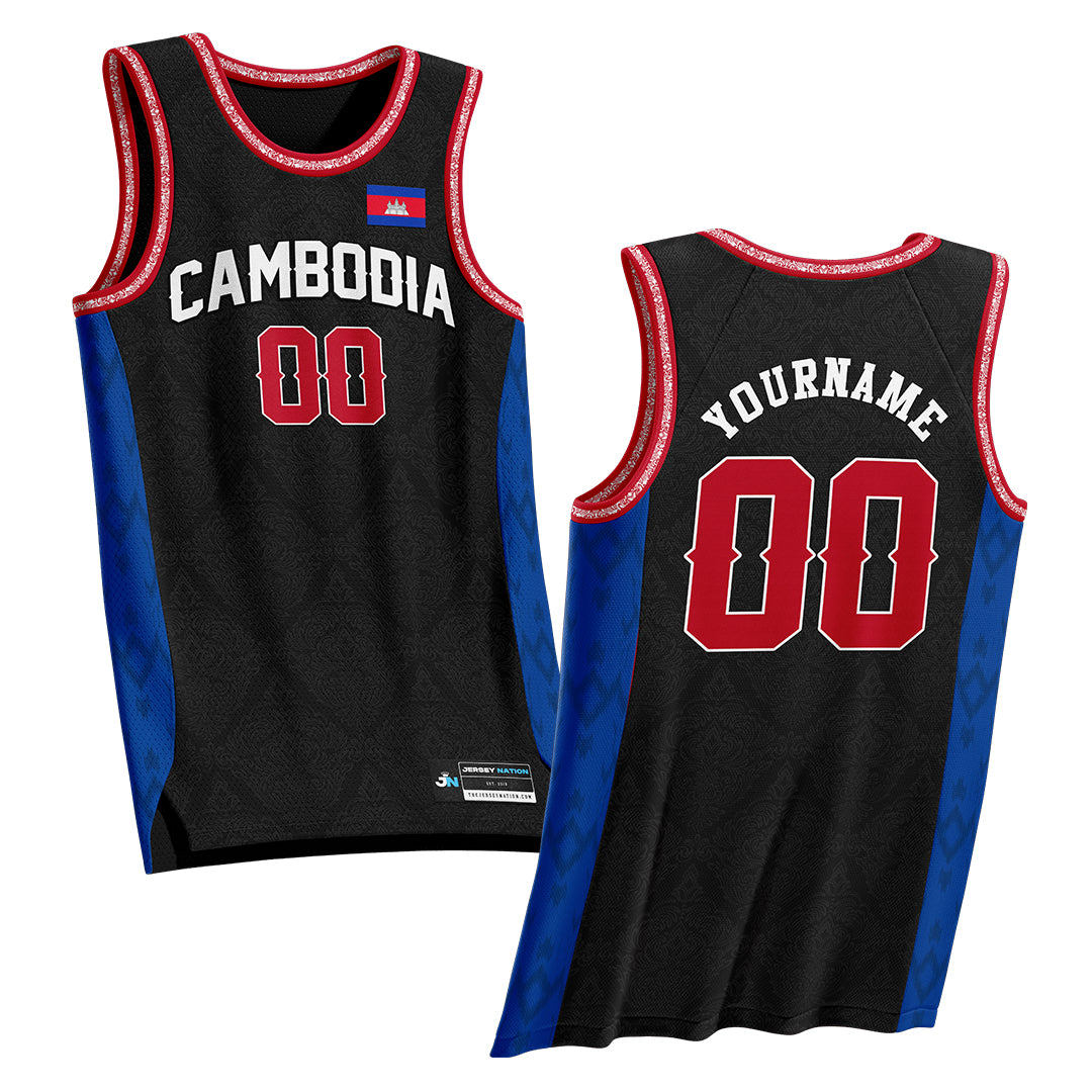 Cambodia Black Heritage Custom Basketball Jersey