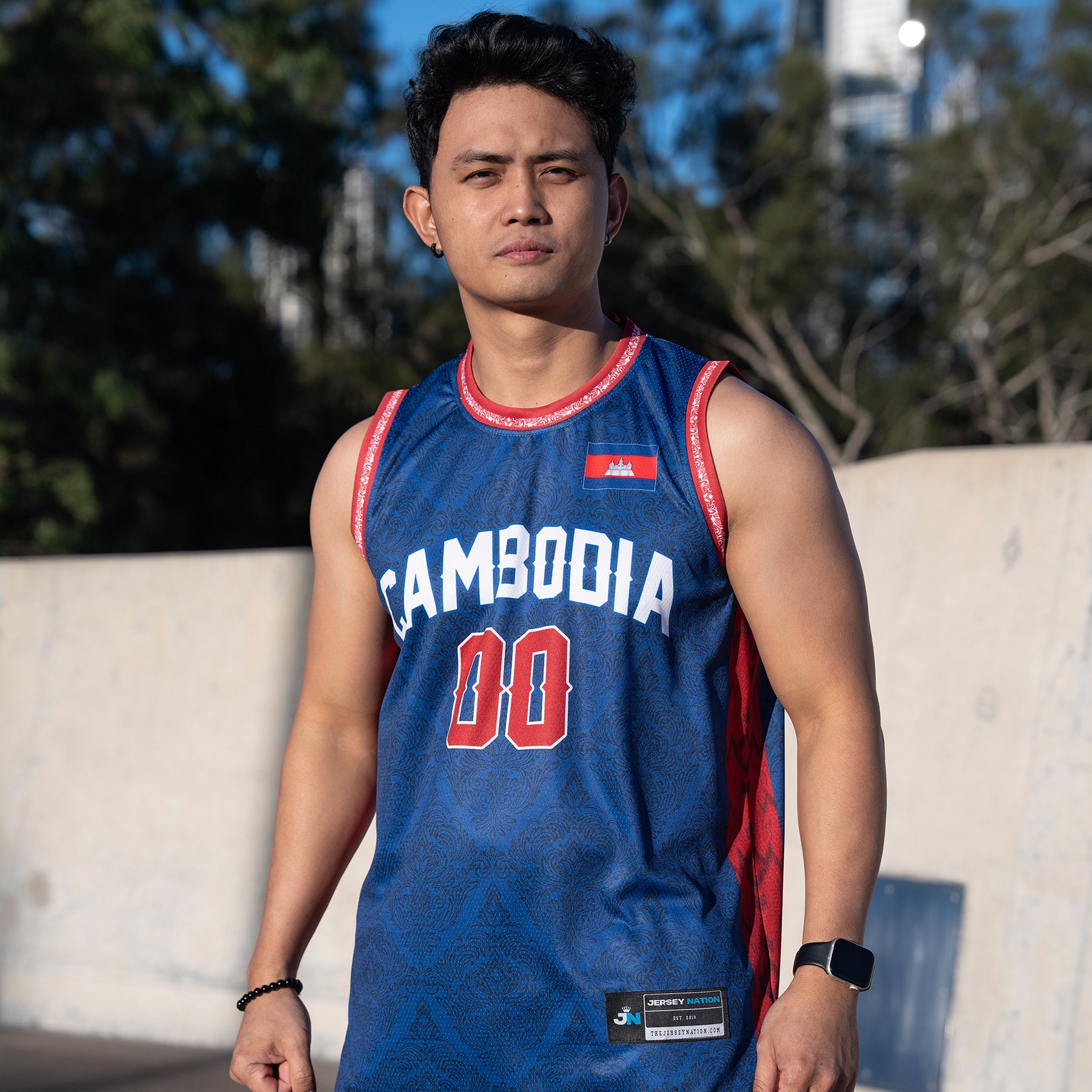 Cambodia Blue Heritage Custom Basketball Jersey Model
