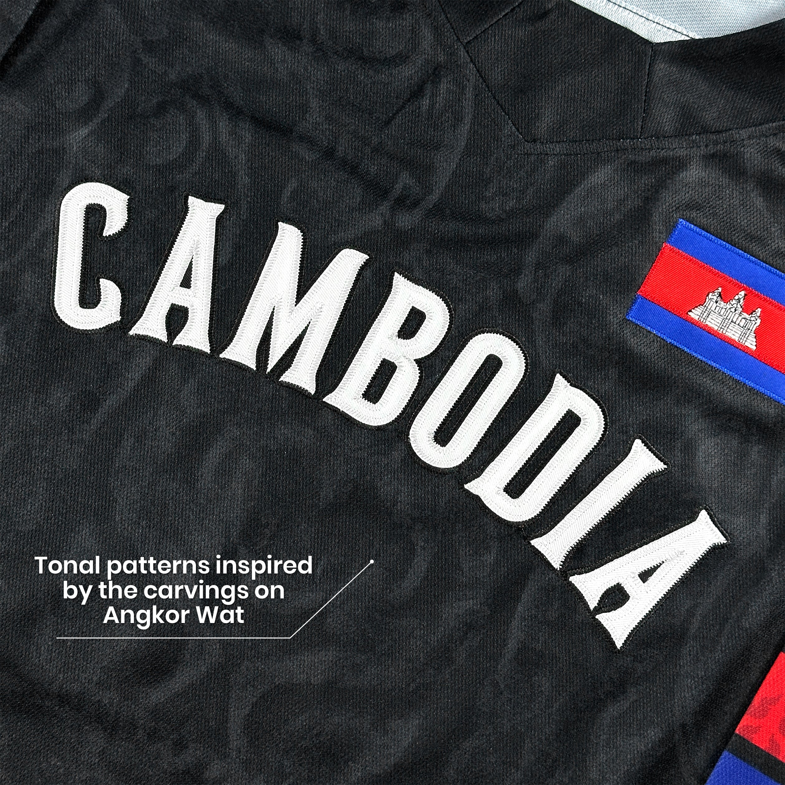 Cambodia Heritage Black Custom Ice Hockey Jersey Stitched