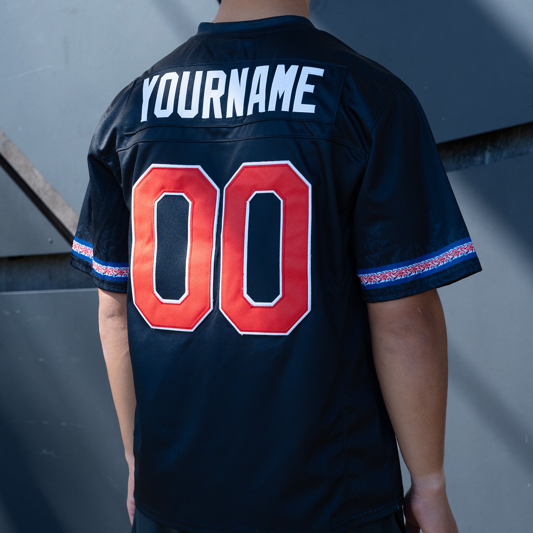 Cambodia Heritage Custom American Football Black Jersey Model Embroidered Back