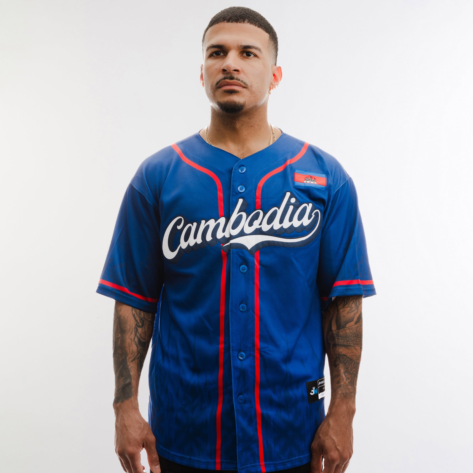 Cambodia Heritage Custom Blue Baseball Jersey Model 