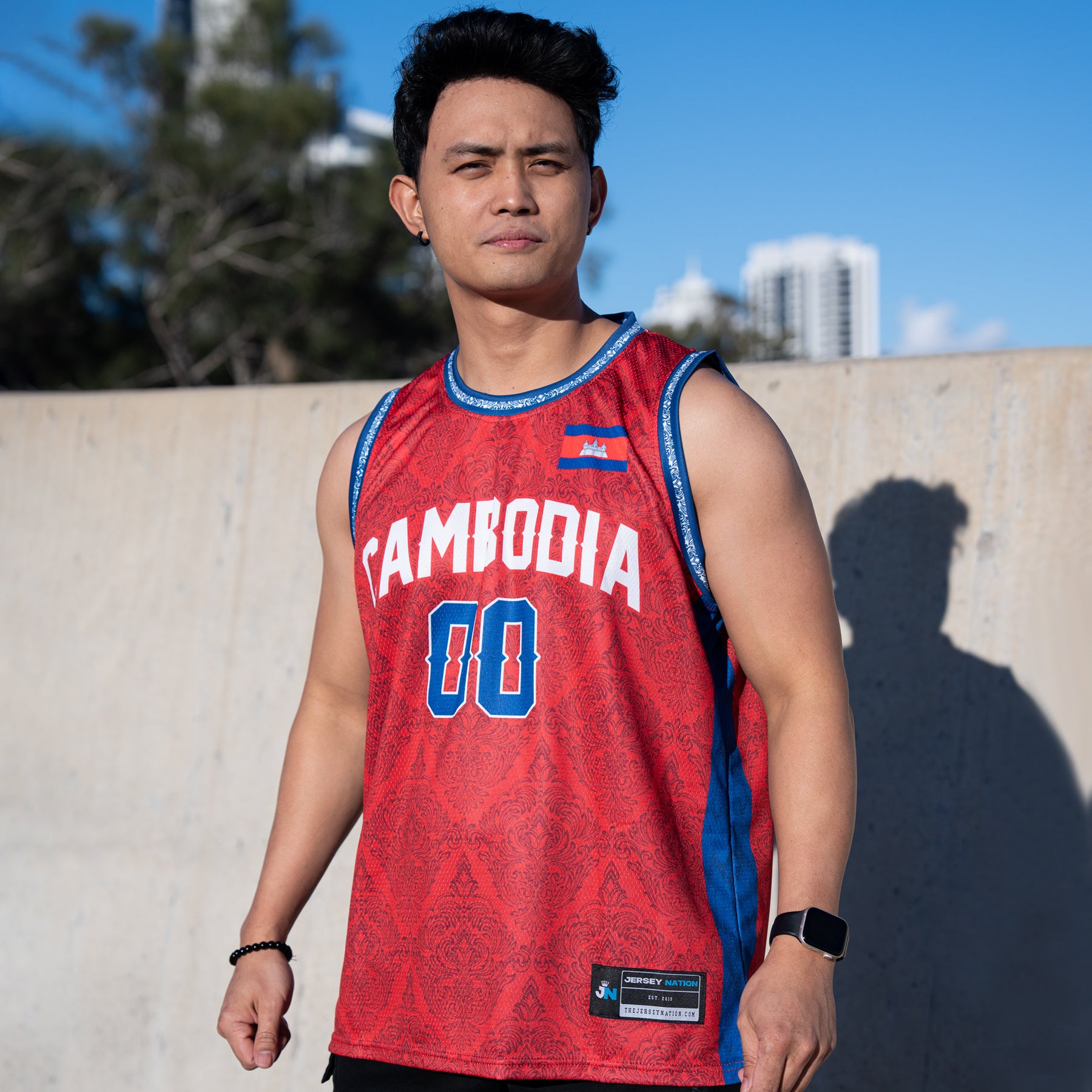 Cambodia Heritage Red Custom Basketball Jersey