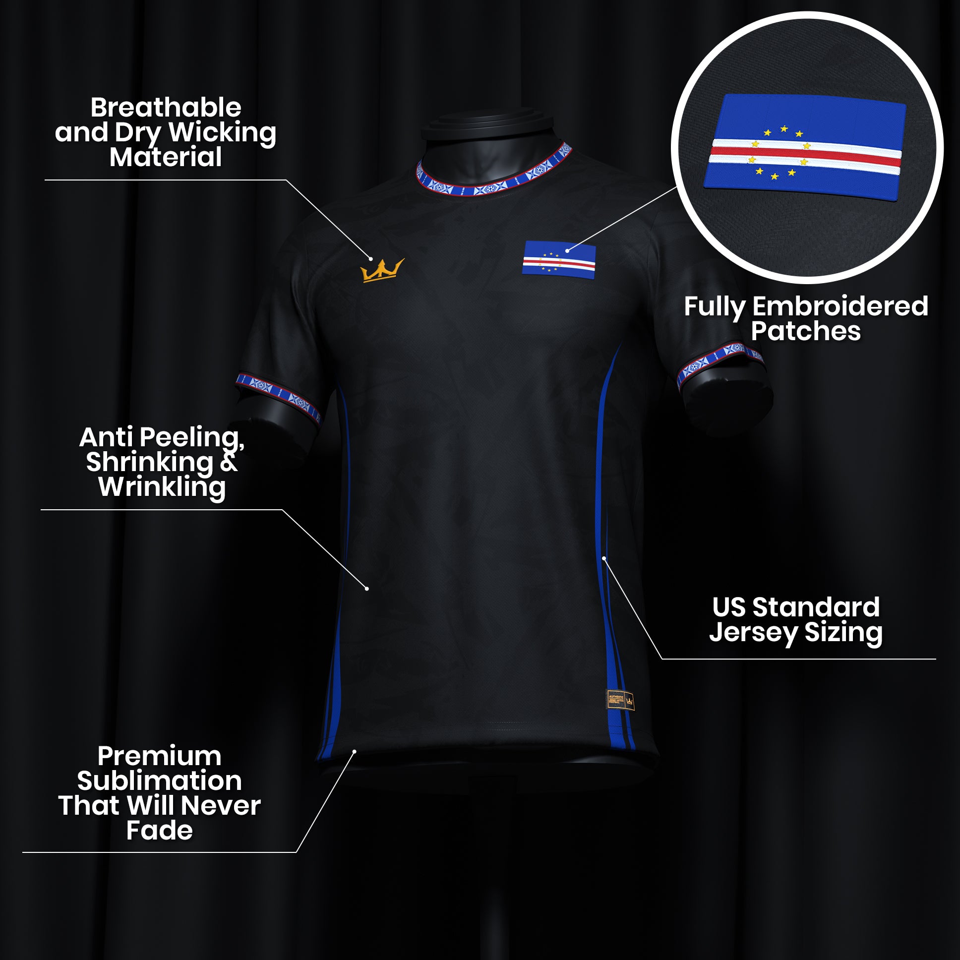 Cape Verde Heritage Custom Football Jersey Black
