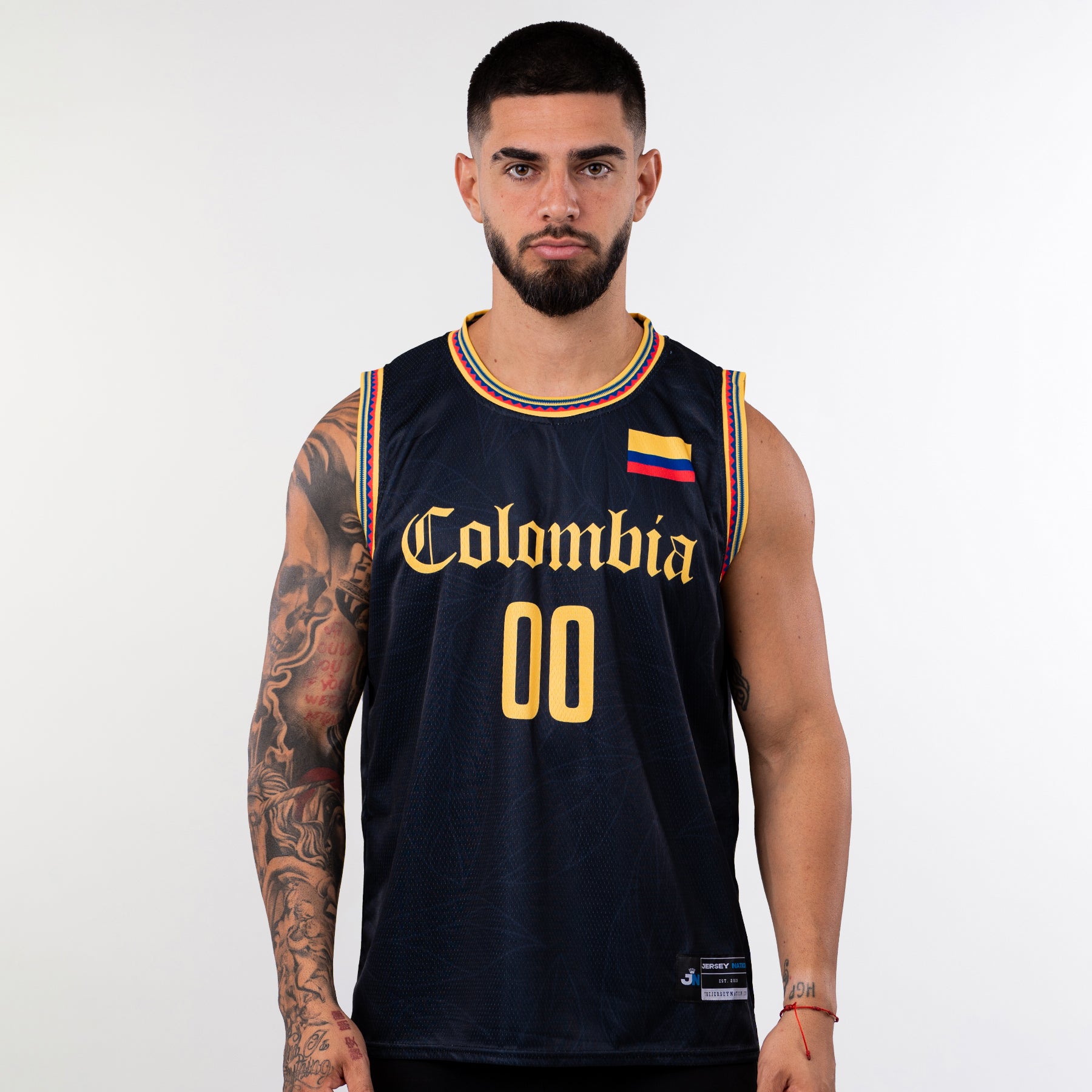 Colombia Heritage Black Custom Basketball Jersey Model Front