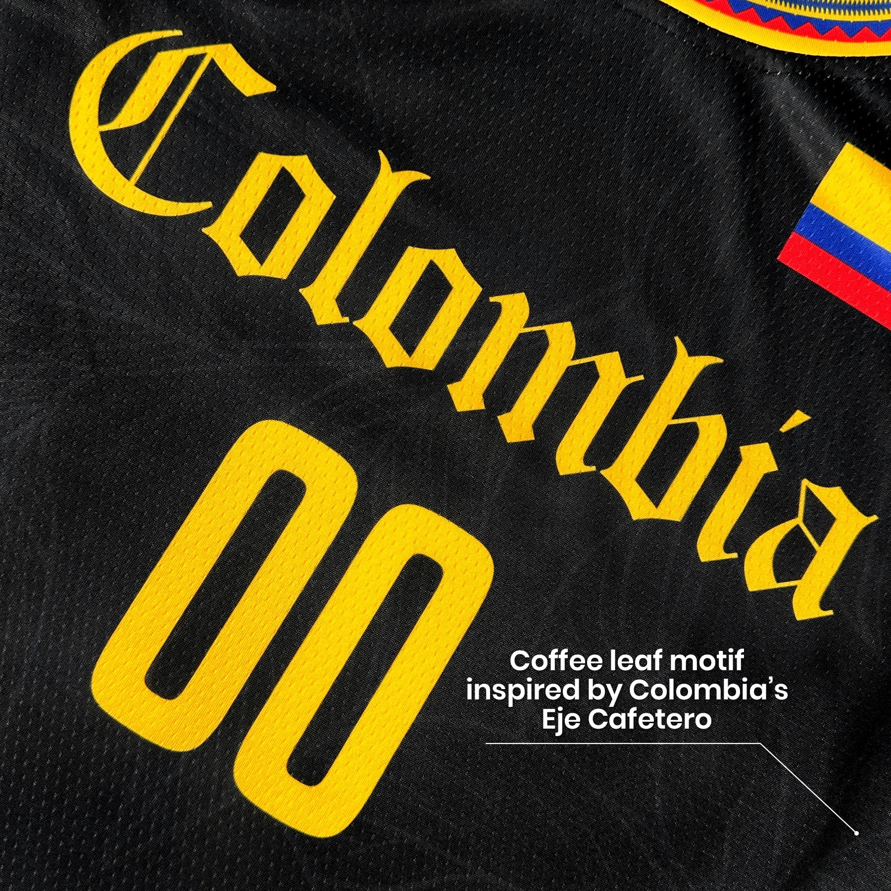 Colombia Heritage Custom Basketball Black Jersey Closeup Front