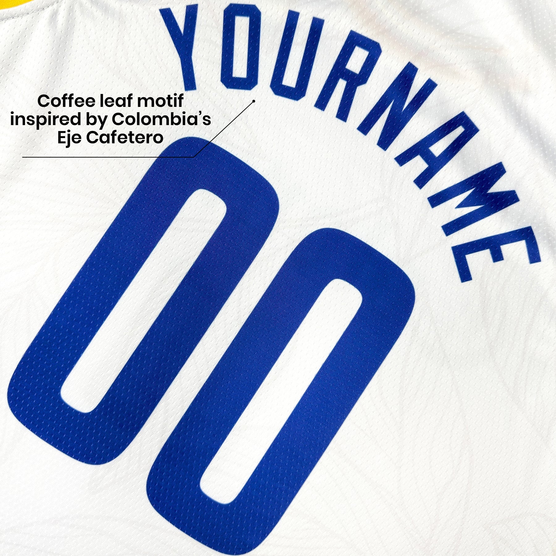 Colombia Heritage Custom Basketball White Jersey Closeups Back