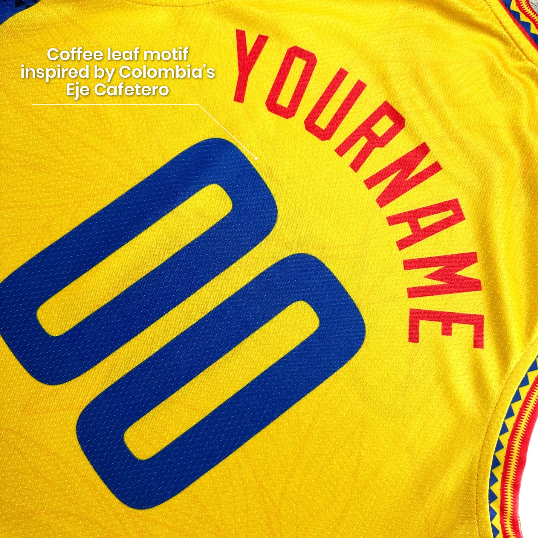 Colombia Heritage Custom Basketball Yellow Jersey Closeup Back Customized