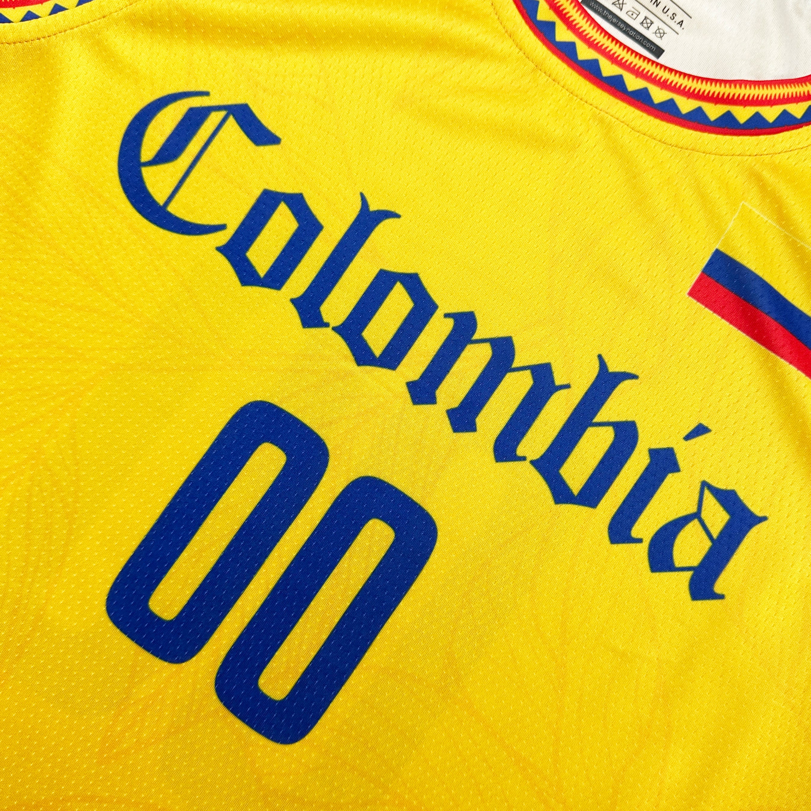 Colombia Heritage Custom Basketball Yellow Jersey Closeup Front
