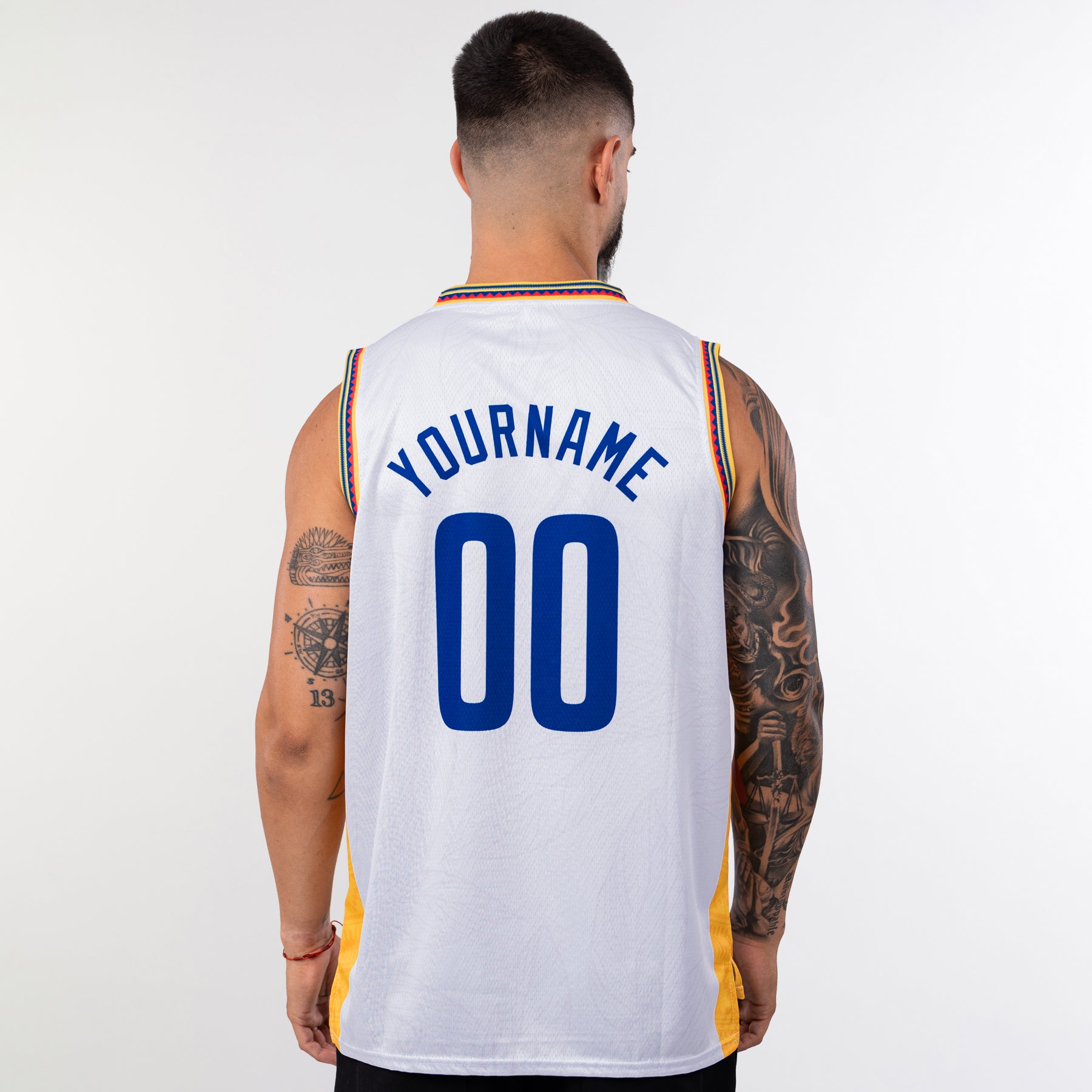 Colombia Heritage Custom White Basketball Jersey Model Back