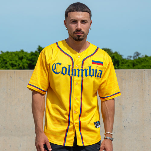 Colombia Heritage Custom Yellow Baseball Jersey Model Styling