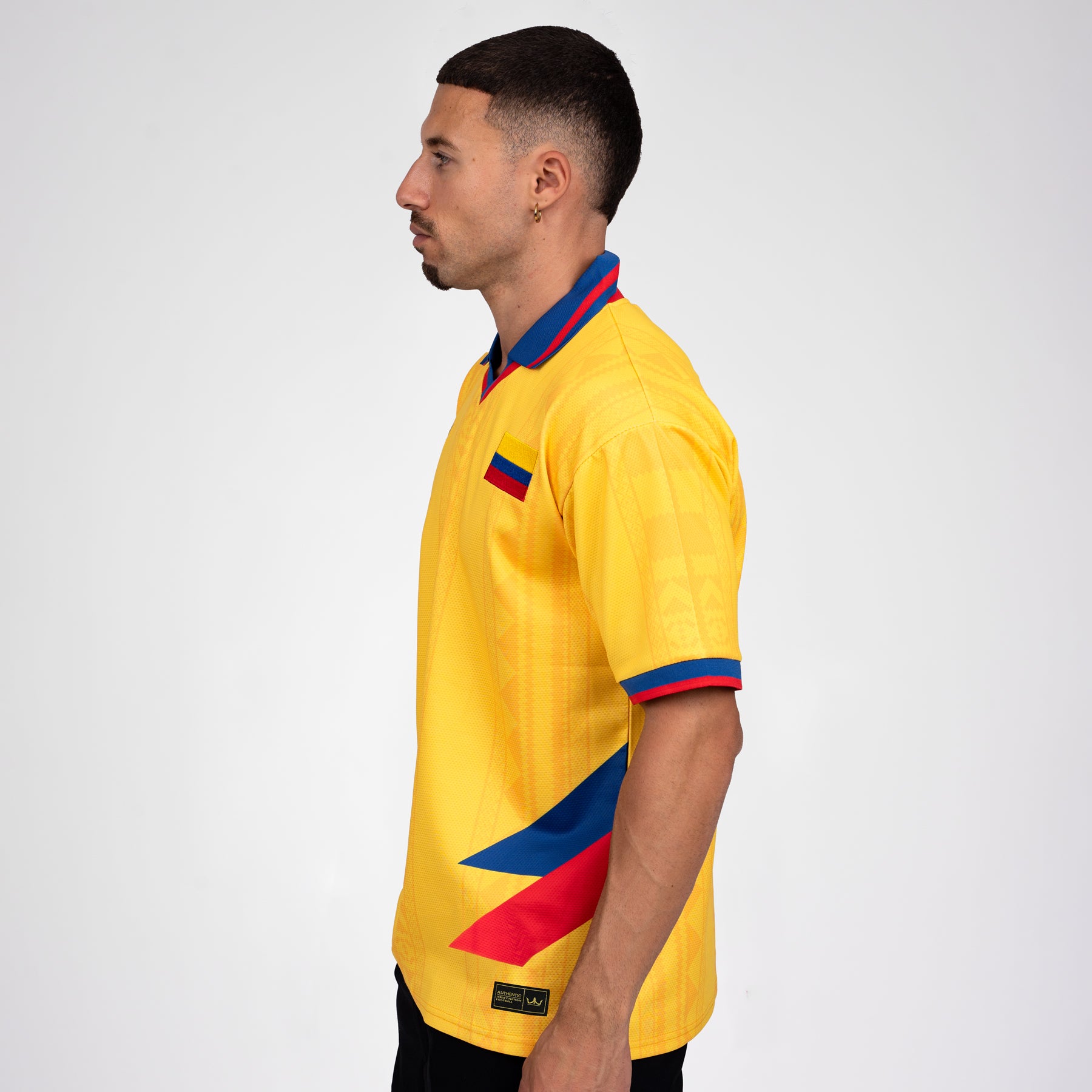 Colombia Heritage Retro Custom Football Jersey World Shirt Yellow Sleeves