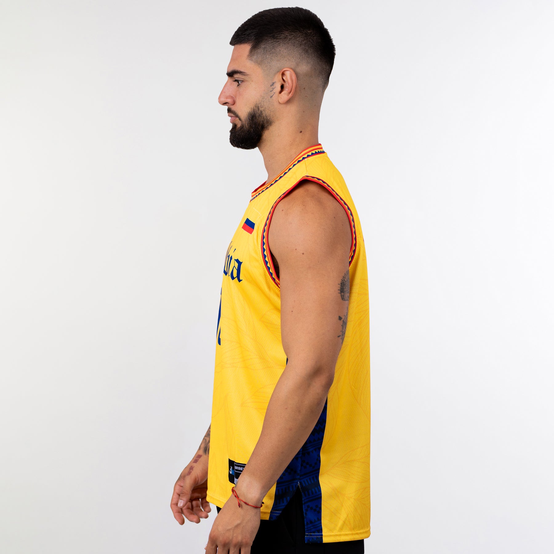 Colombia Heritage Yellow Custom Basketball Jersey Model Side