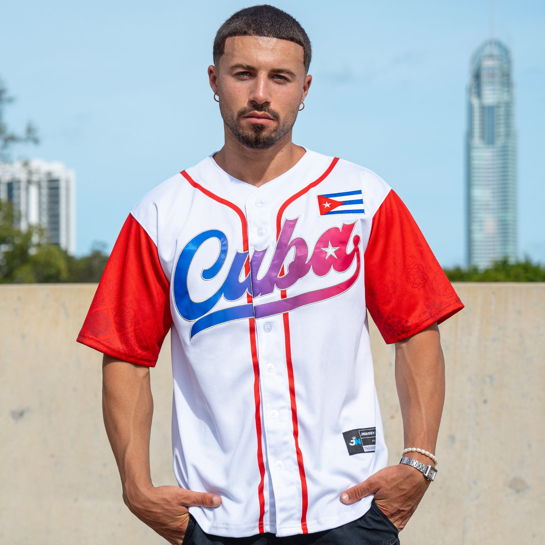 Cuba Heritage Custom White Baseball Jersey Model Styling