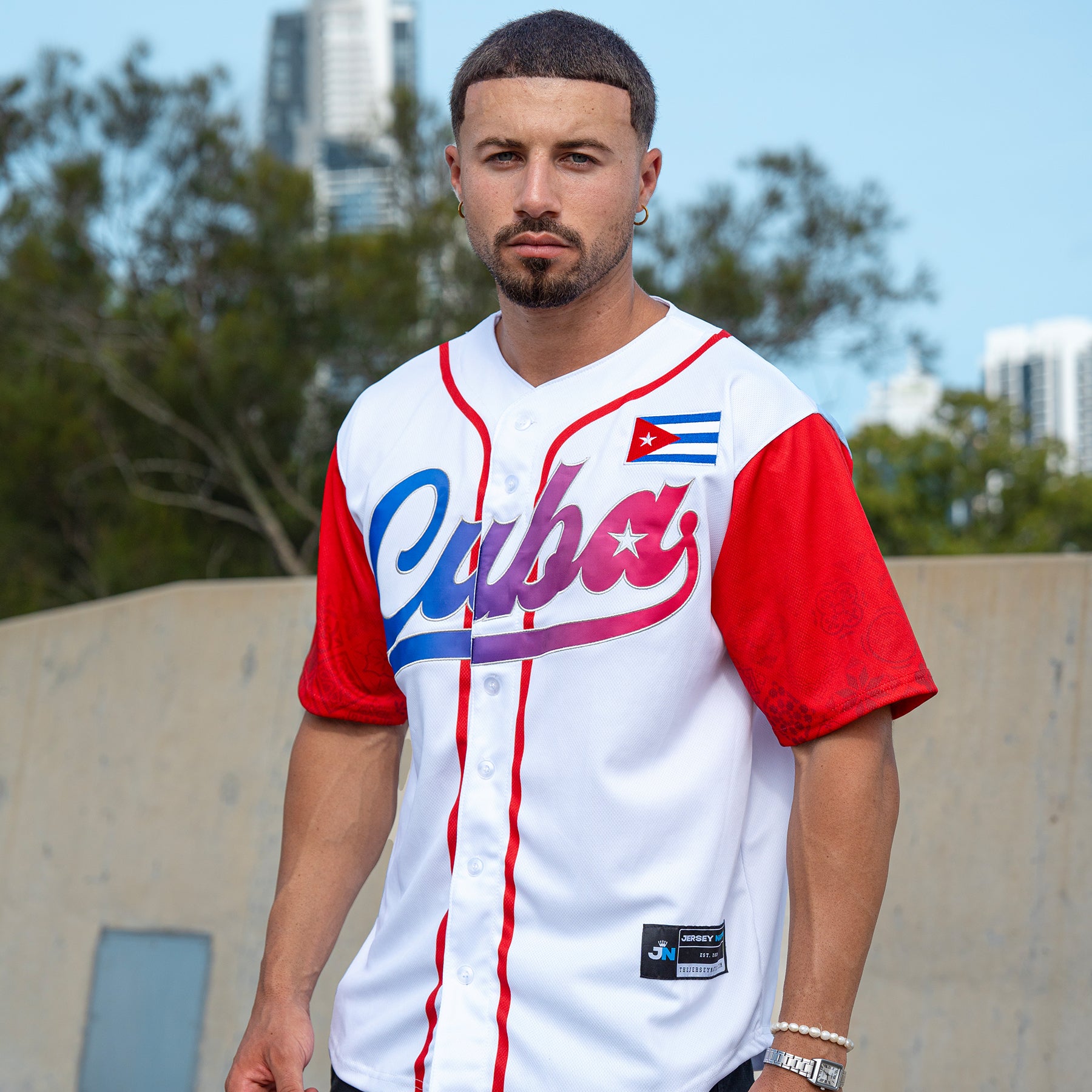 Cuba Heritage Custom White Baseball Jersey Model Styling Embroidered