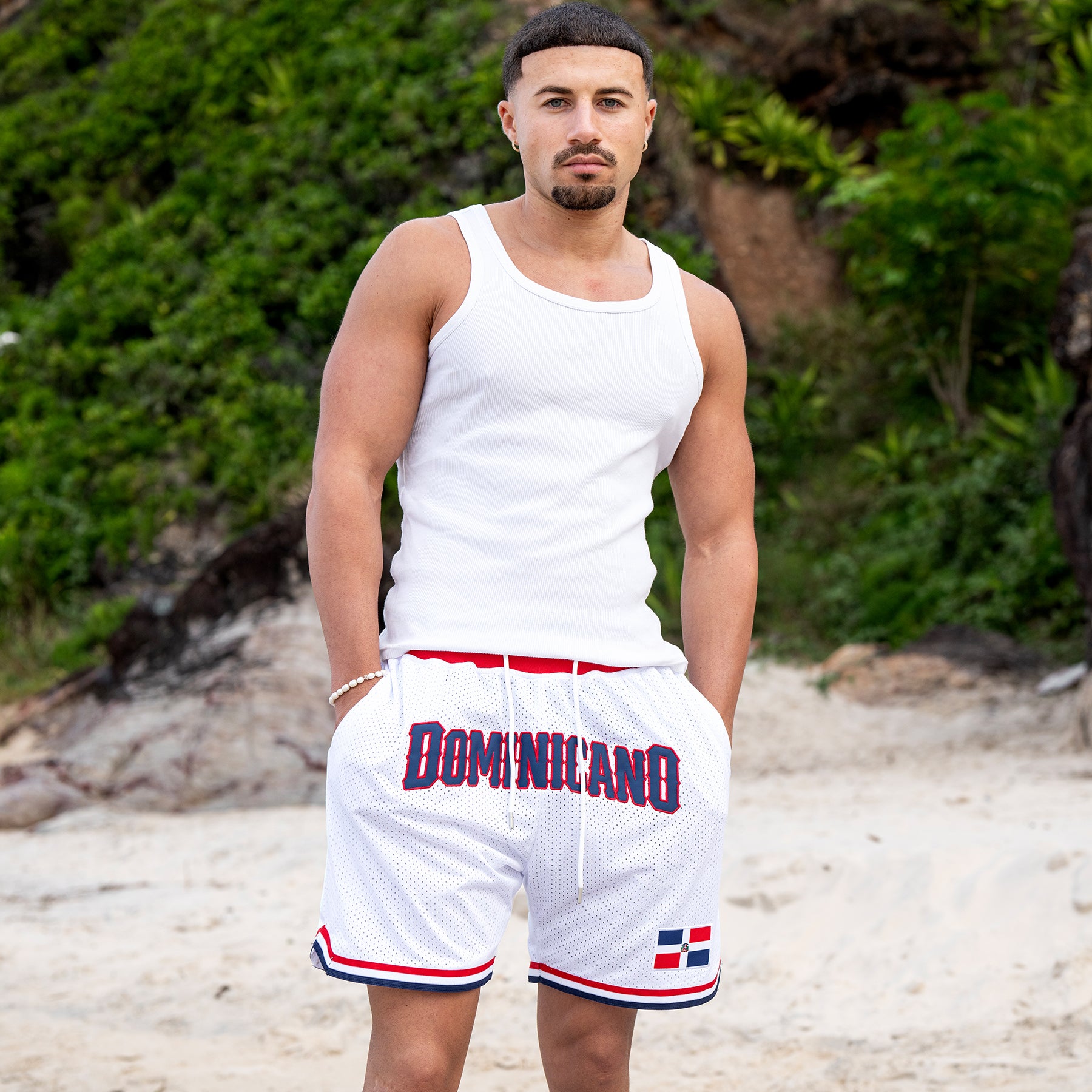 Dominican Republic White Basketball Shorts