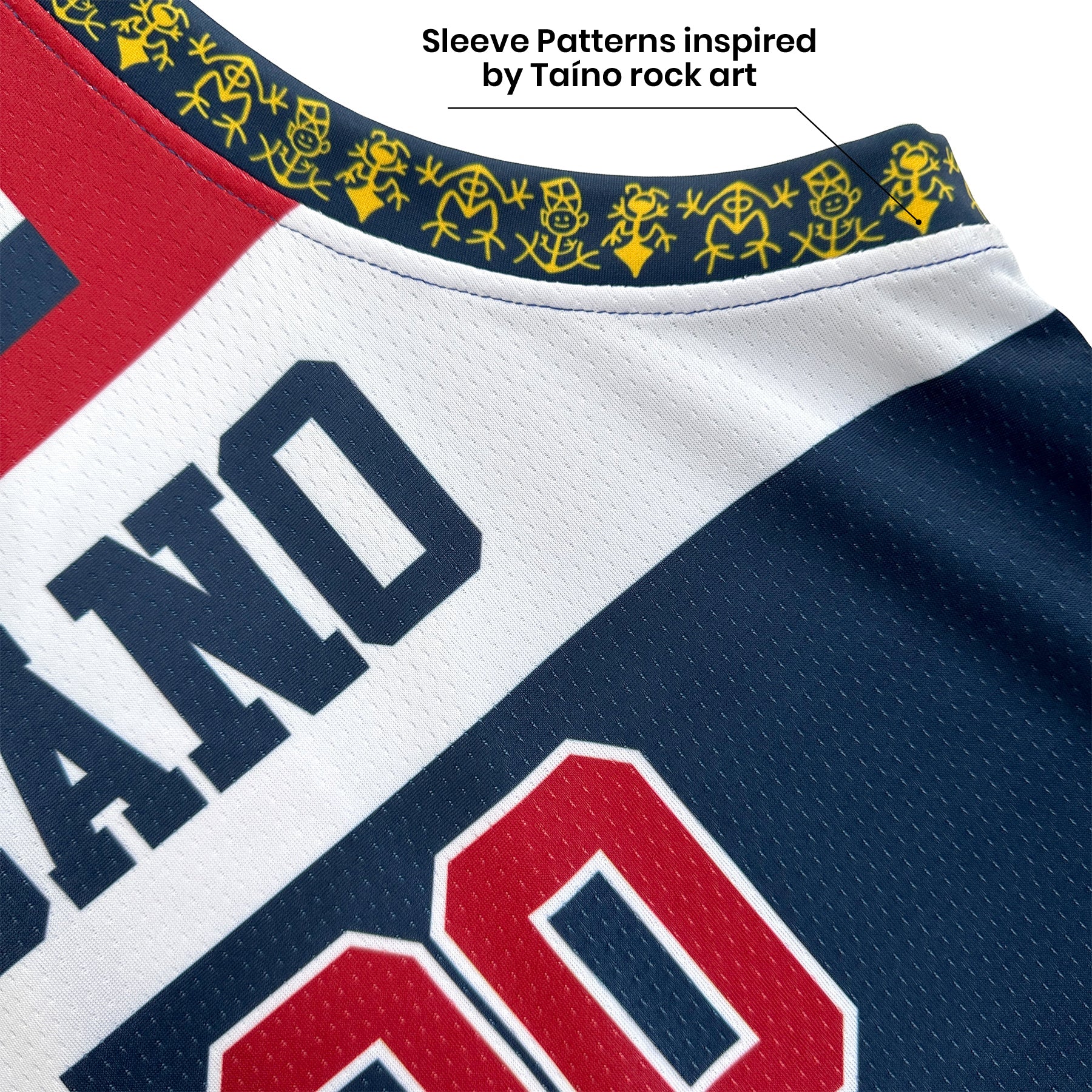 Dominican Republic Heritage Custom Basketball Jersey Closeup Sleeves