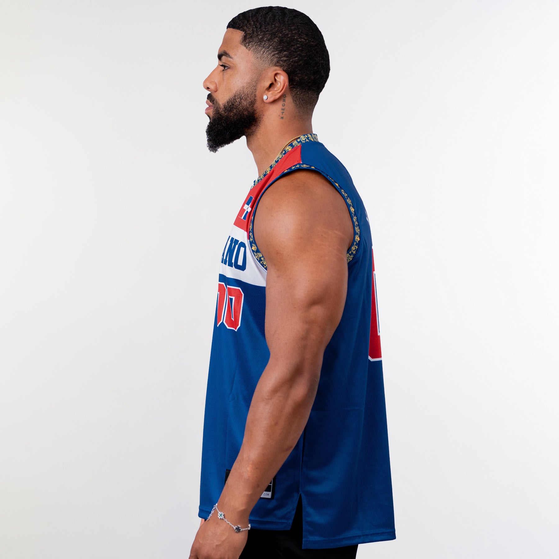 Dominican Republic Heritage Custom Basketball Jersey Model Side Dominicano