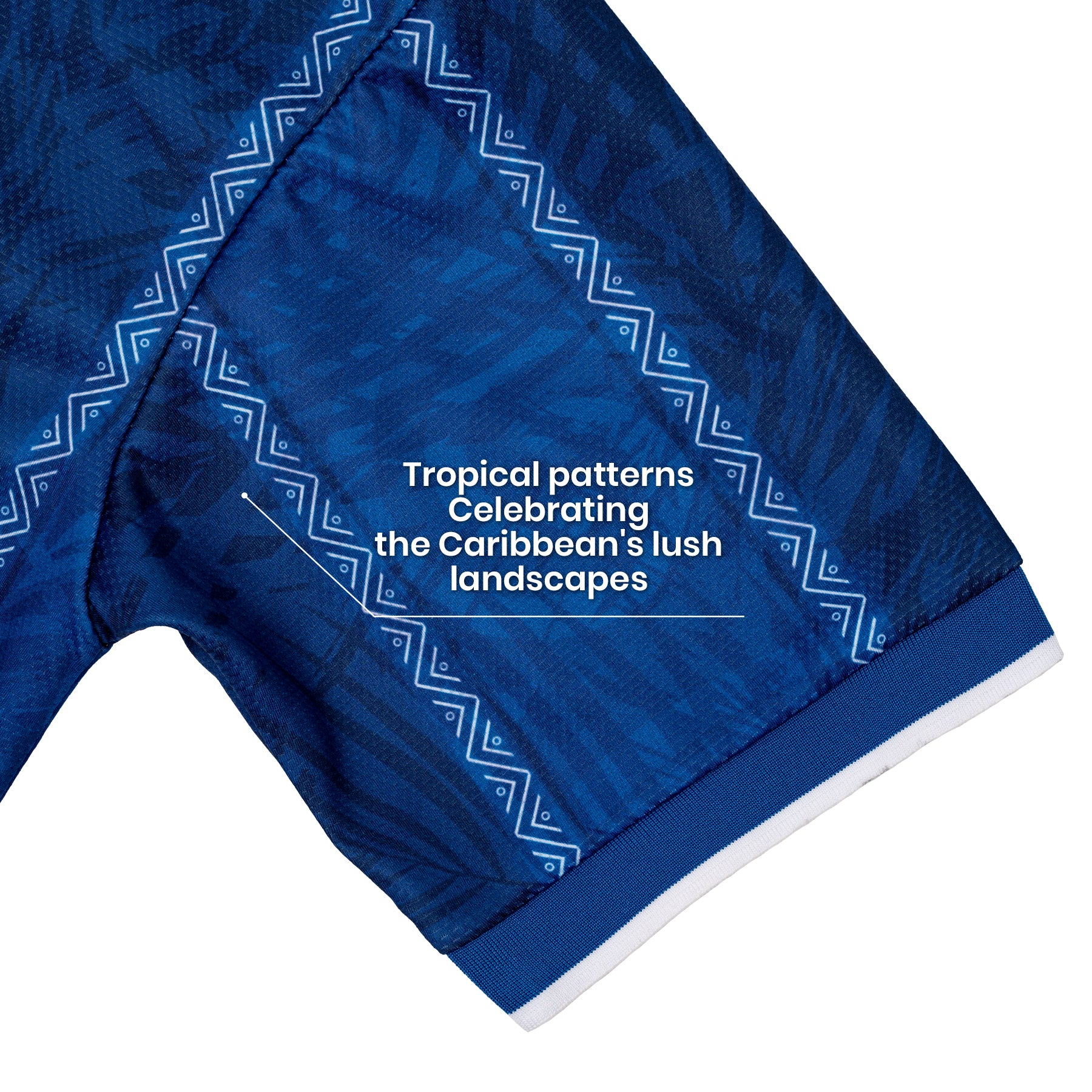 Dominican Republic Heritage Retro Custom Blue Football Jersey Closeup Soccer World Shirt. Sleeves