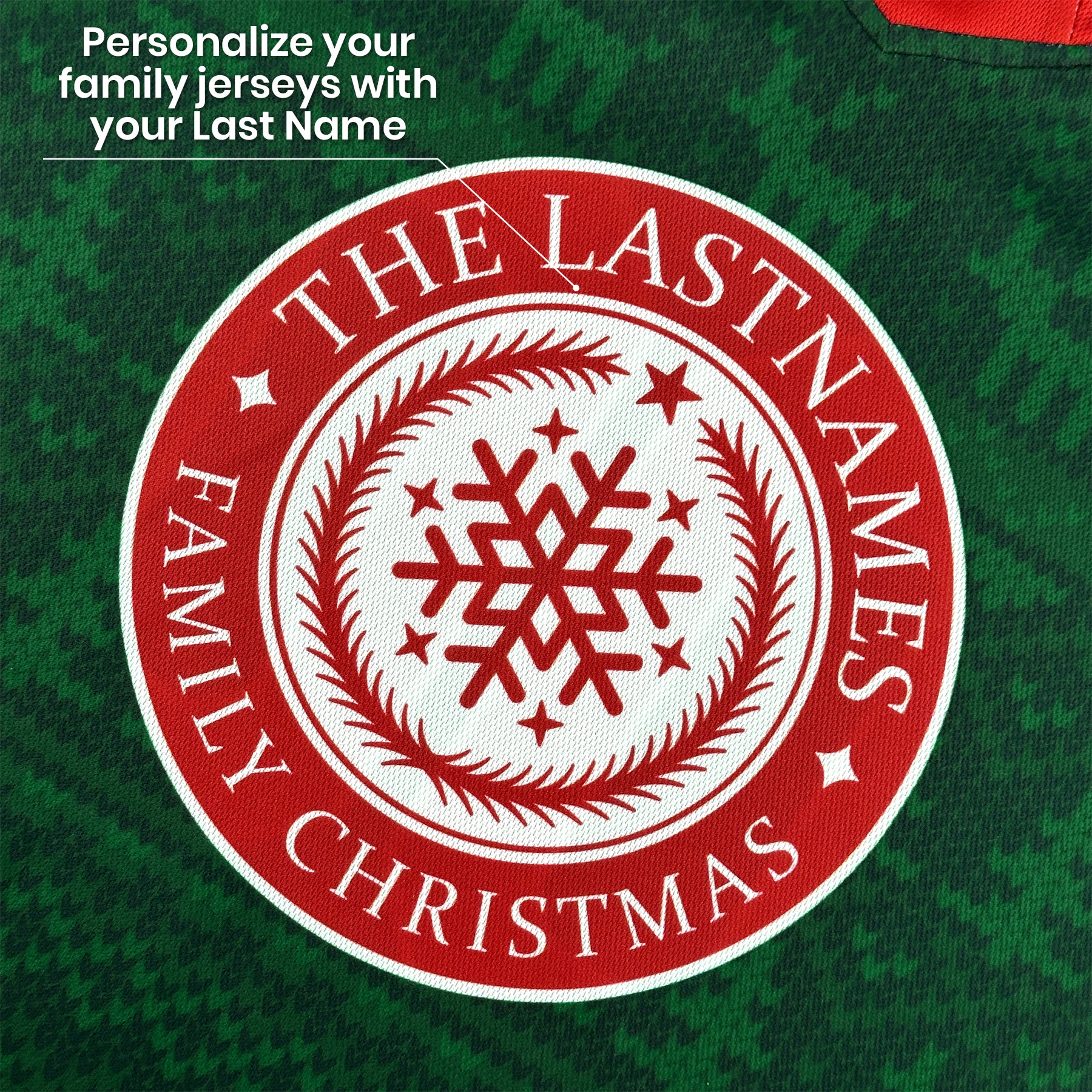 Family Christmas Custom Hockey Jersey Sweater Personalized Green Closeup