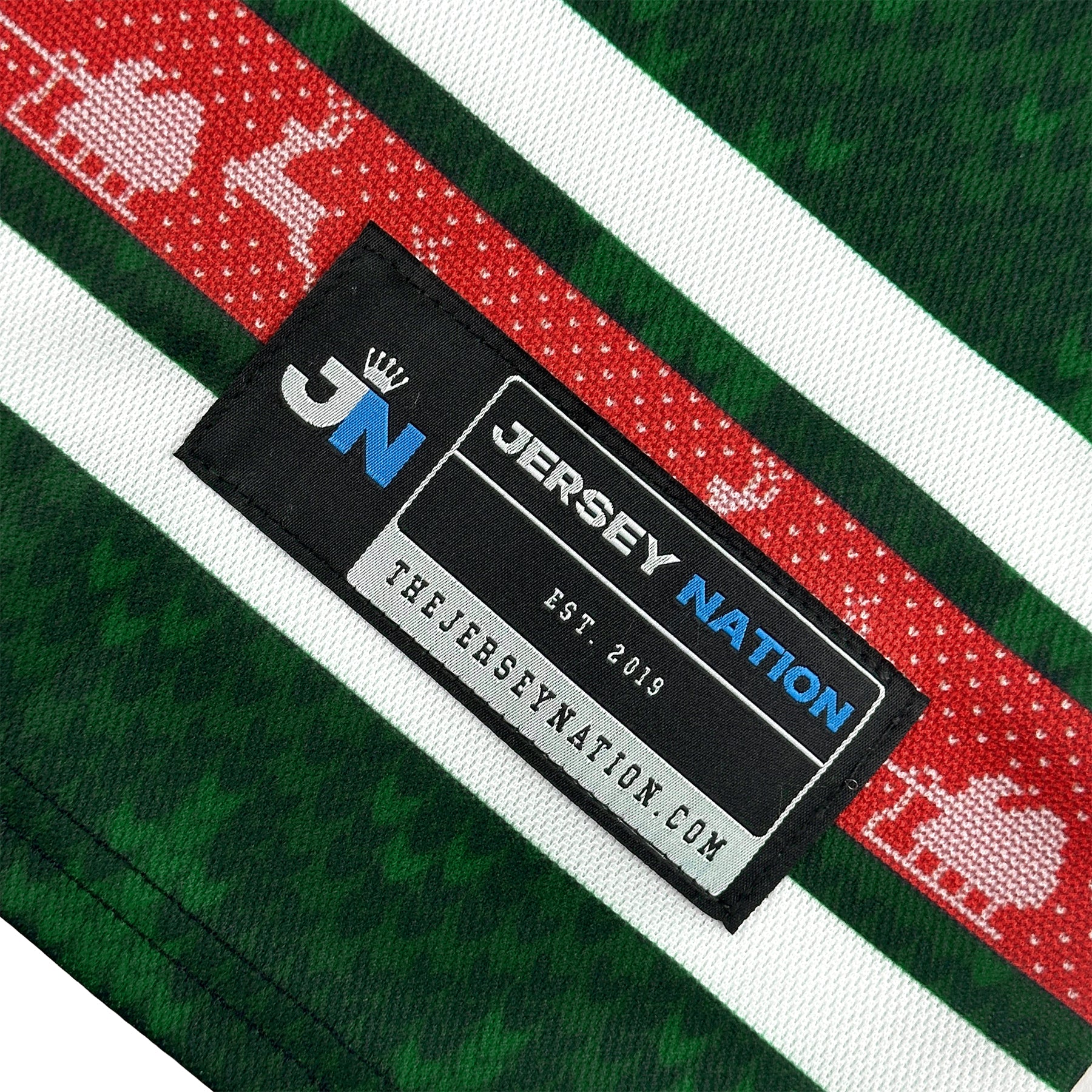 Family Christmas Custom Hockey Jersey Sweater Personalized Green Closeup Details
