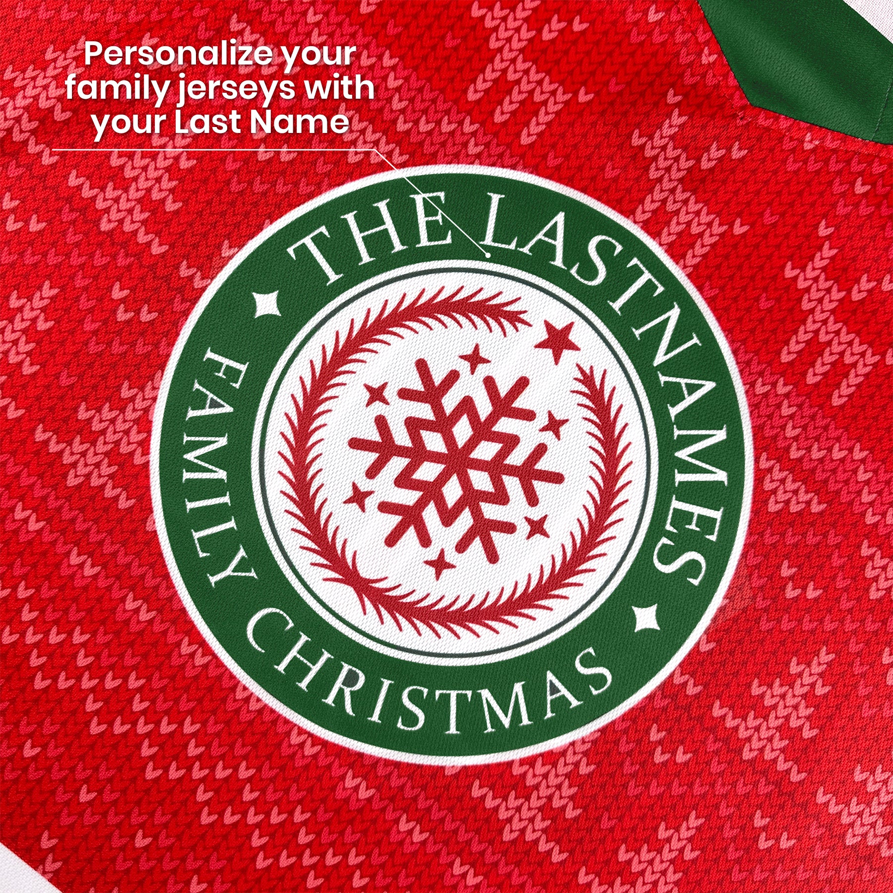 Family Christmas Custom Hockey Jersey Sweater  Personalized Red Closeup