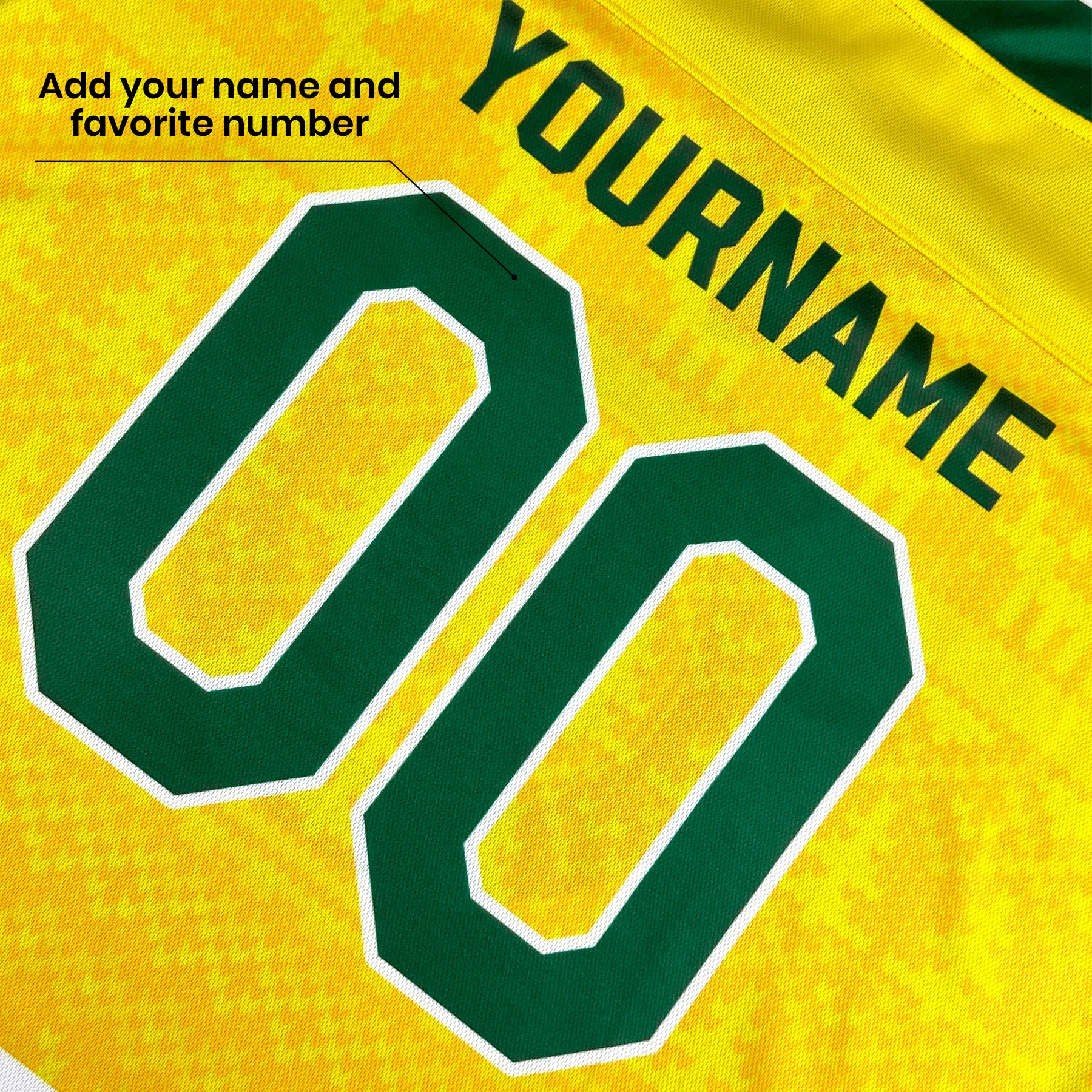 Family Christmas Custom Hockey Jersey Sweater Personalized Yellow Closeup Back Customized