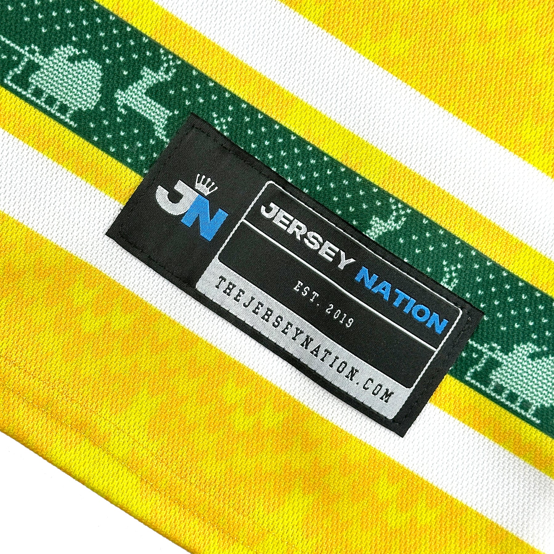 Family Christmas Custom Hockey Jersey Sweater Personalized Yellow Closeup Details