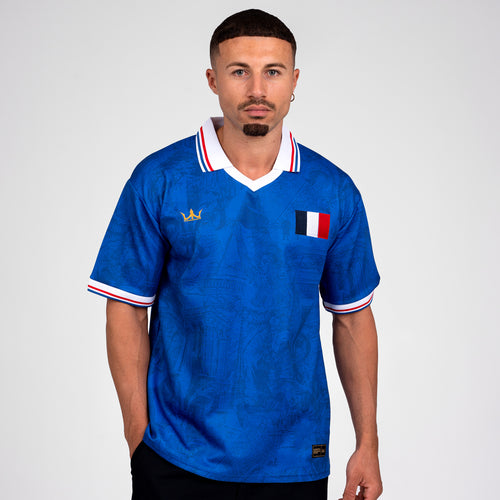 France Heritage Retro Custom Football Jersey World Shirt Blue 