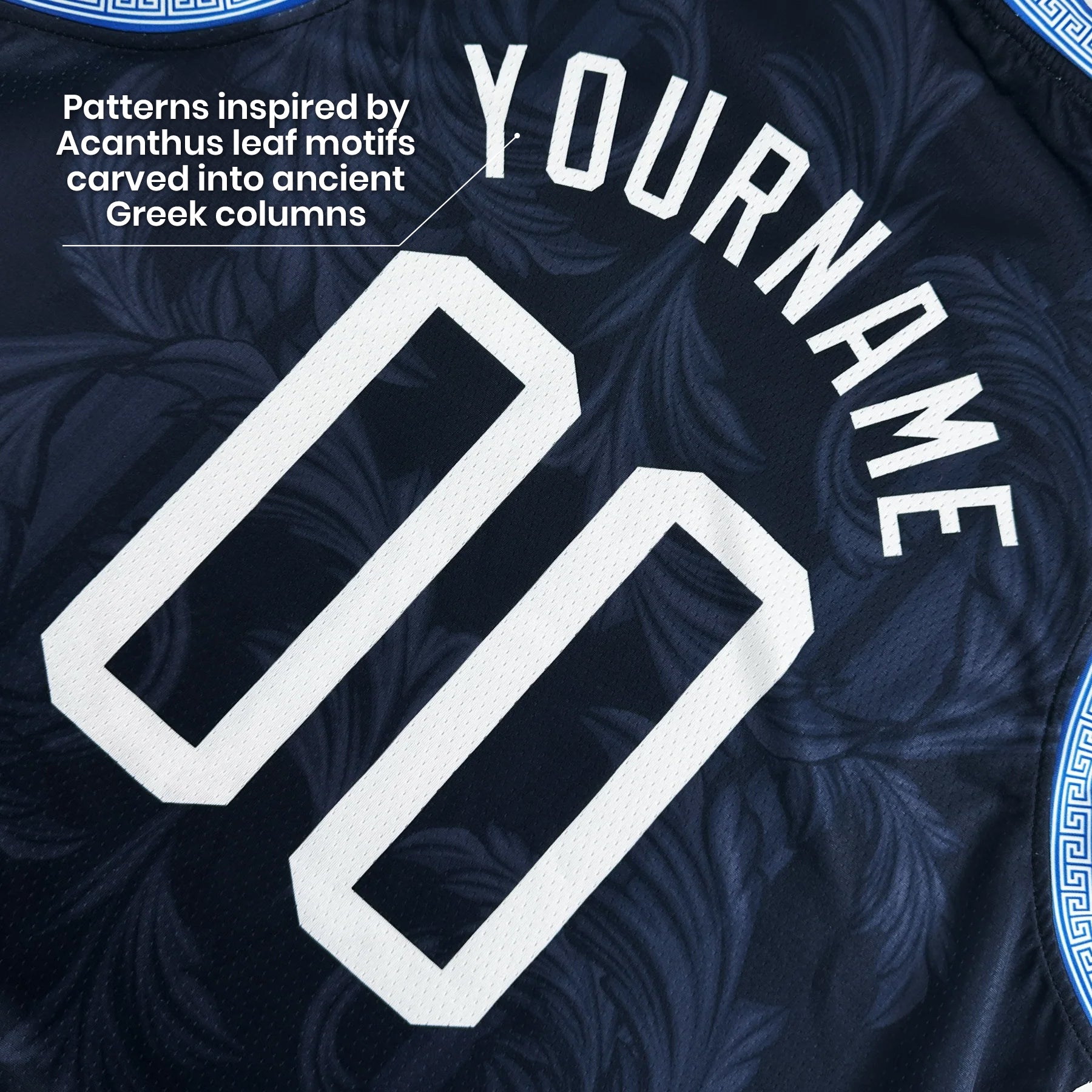 Greece Heritage Custom Basketball Jersey Closeup Back Customized