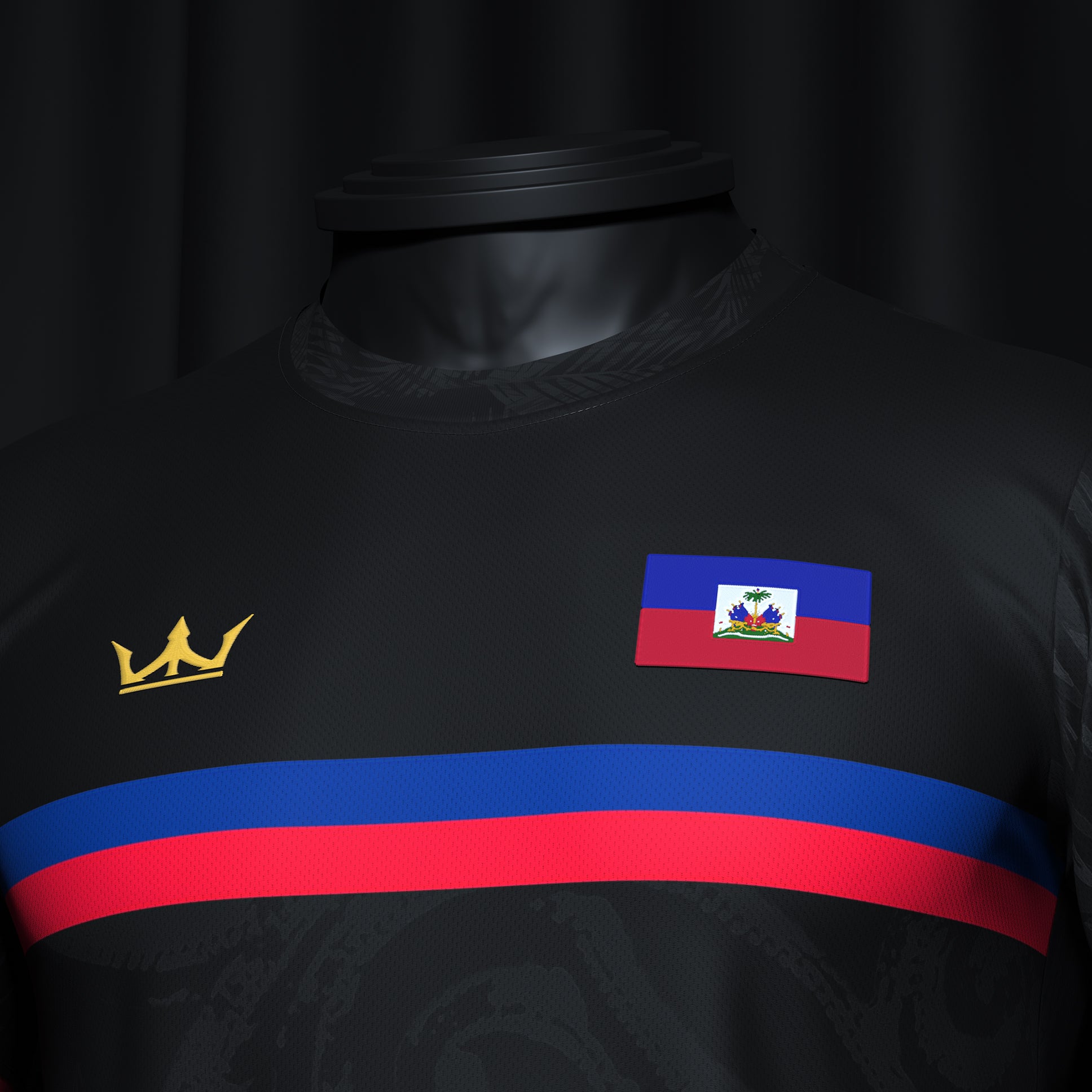 Haiti Custom Heritage Football Jersey Black Closeup