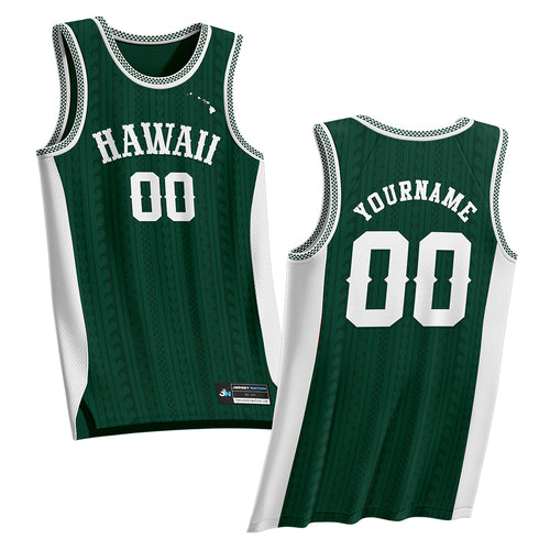 Hawaii Heritage Custom Basketball Green Jersey