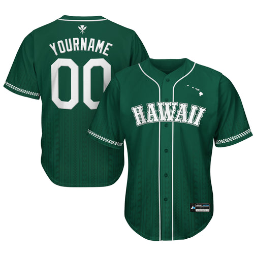 Hawaii 'Kākau' Baseball Custom Jersey Green