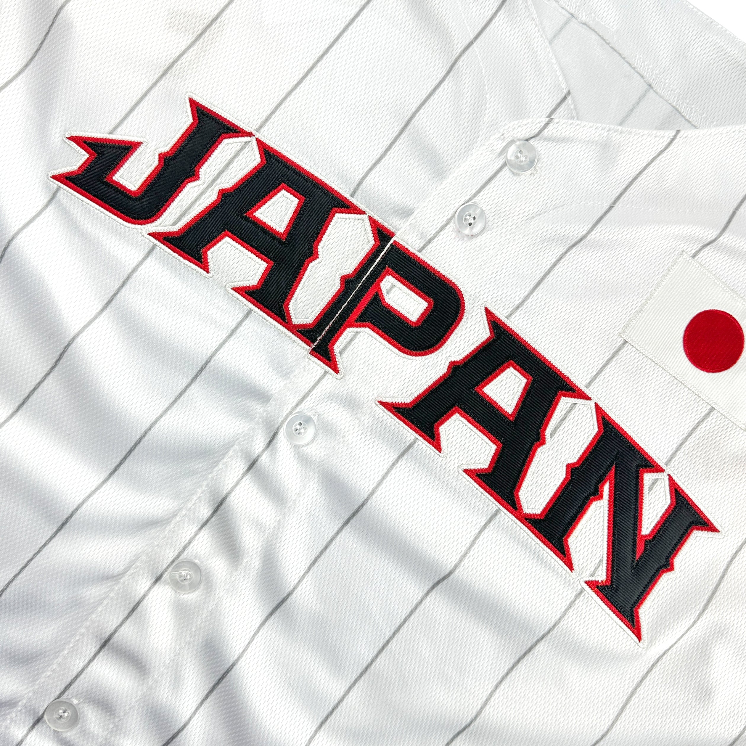 Japan Heritage Custom White Baseball Jersey Embroidered Closeup Front