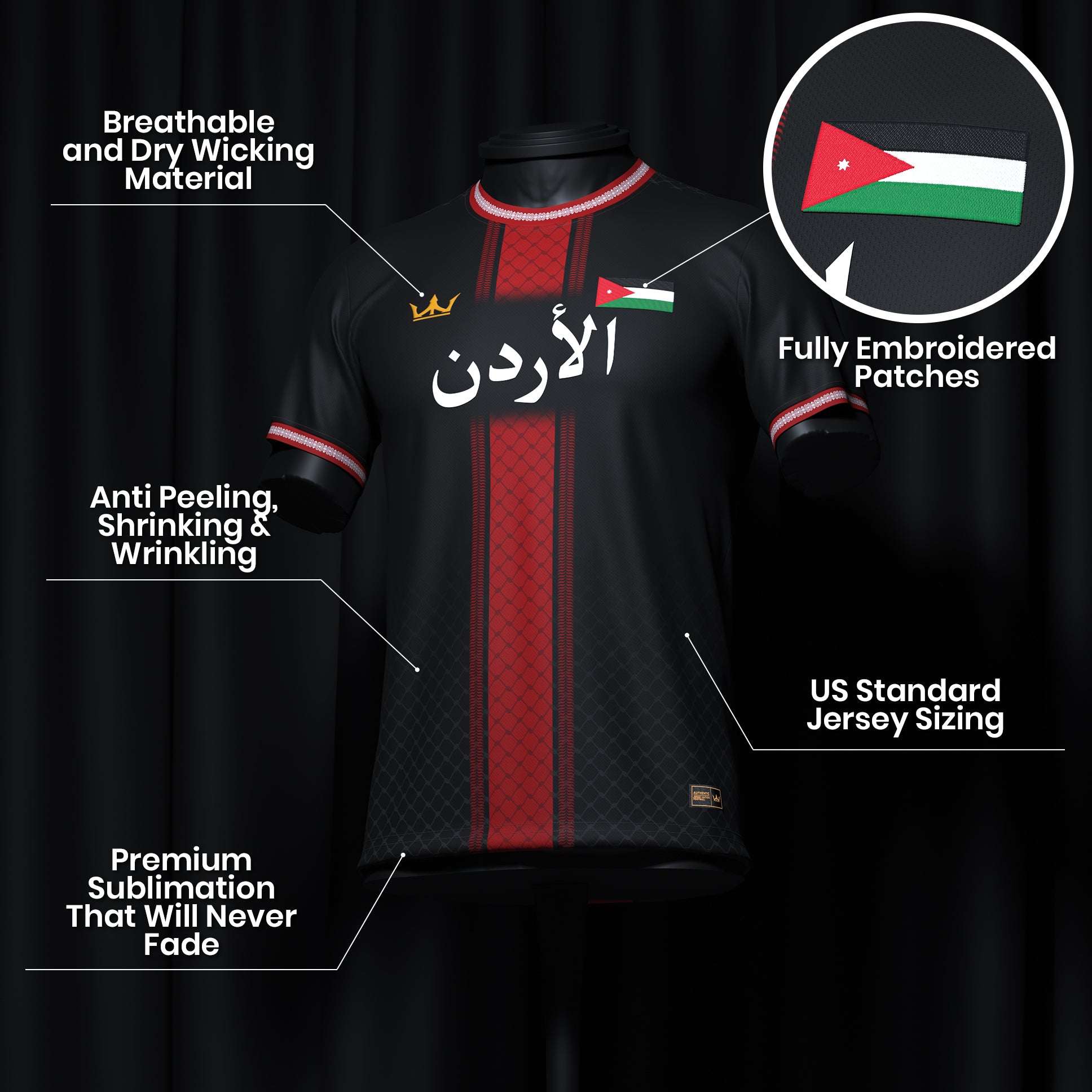 Jordan Heritage Custom Black Football Jersey Closeup Details