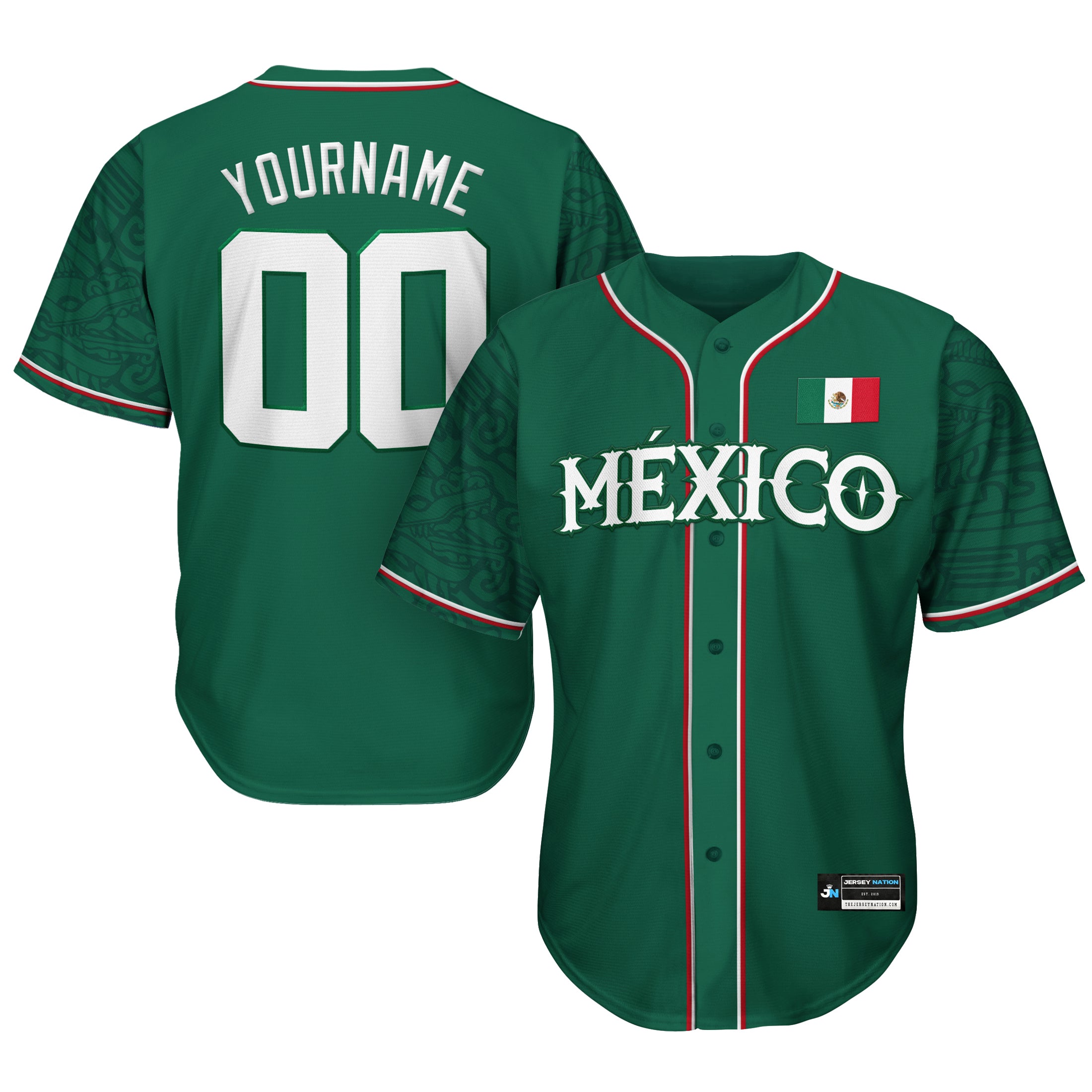 Mexico Heritage Custom Baseball Jersey Green