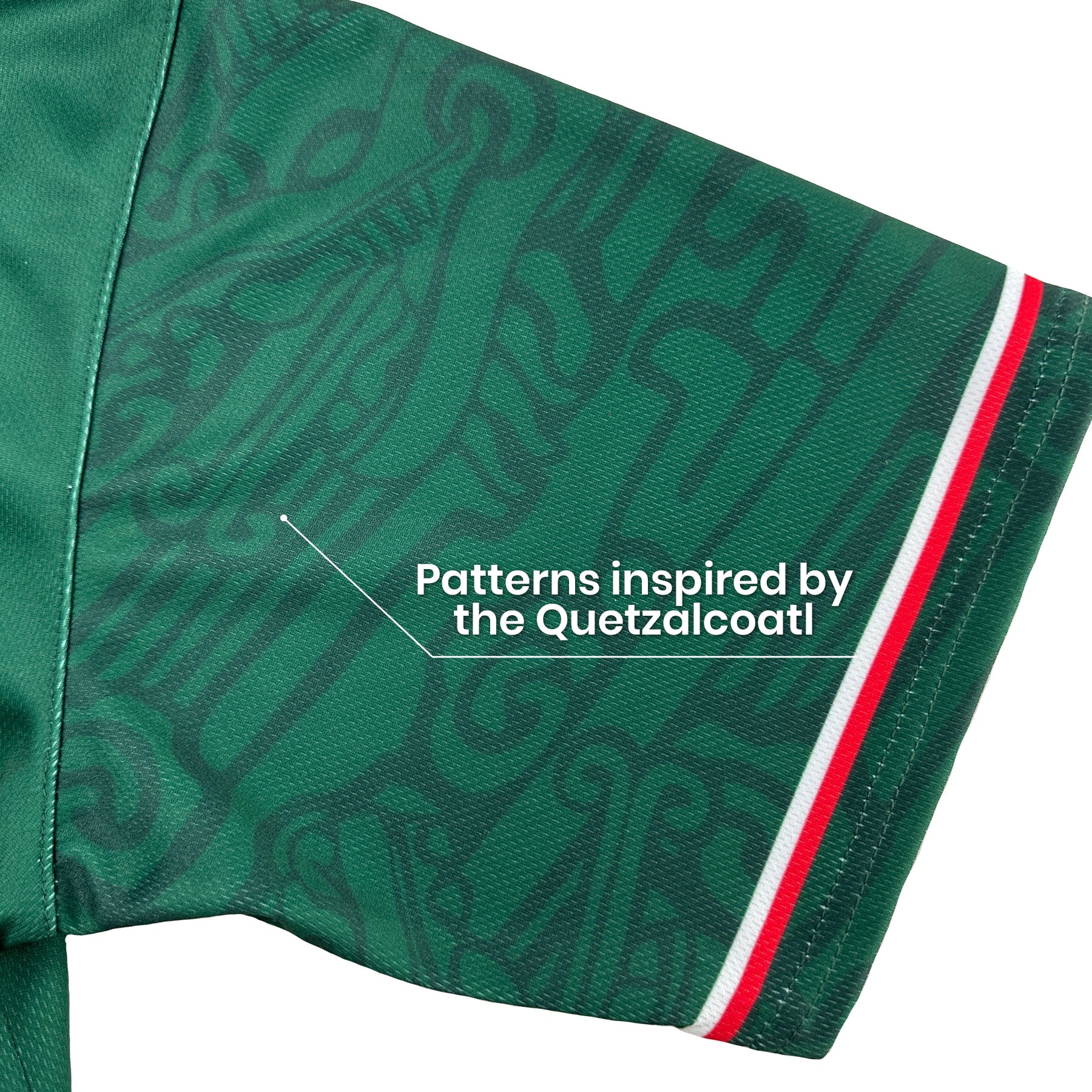 Mexico Heritage Custom Baseball Jersey Green Closeup Sleeves Quetzalcoatl 