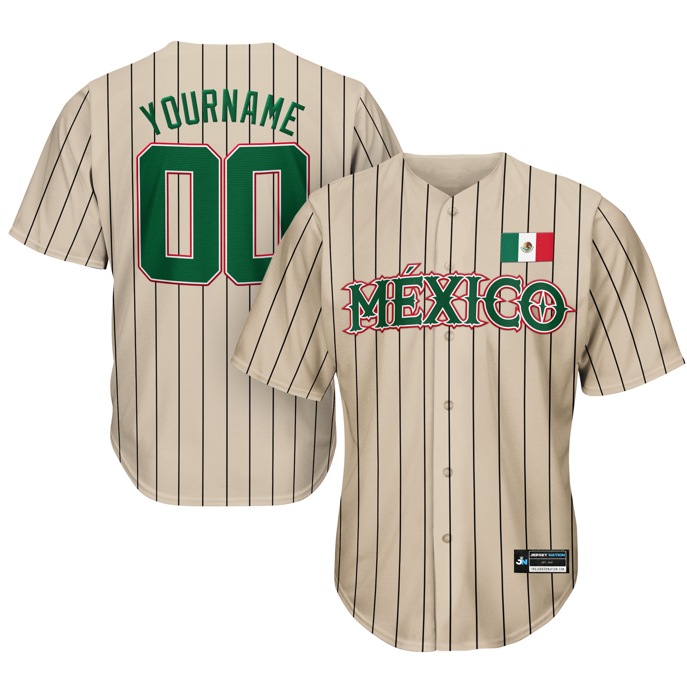 Mexico Heritage Custom Beige Baseball Jersey