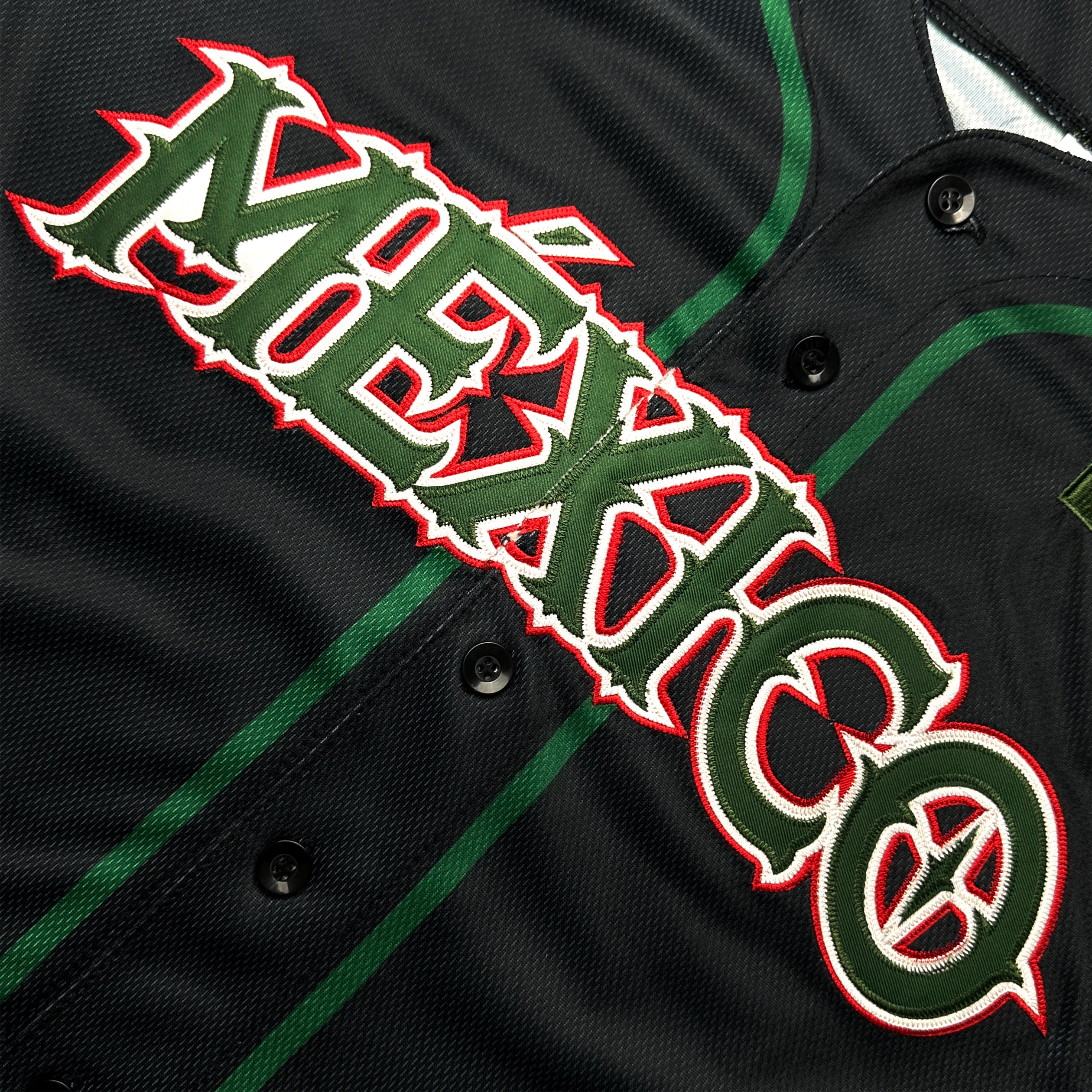 Mexico Heritage Custom Black Baseball Jersey Embroidered Front 
