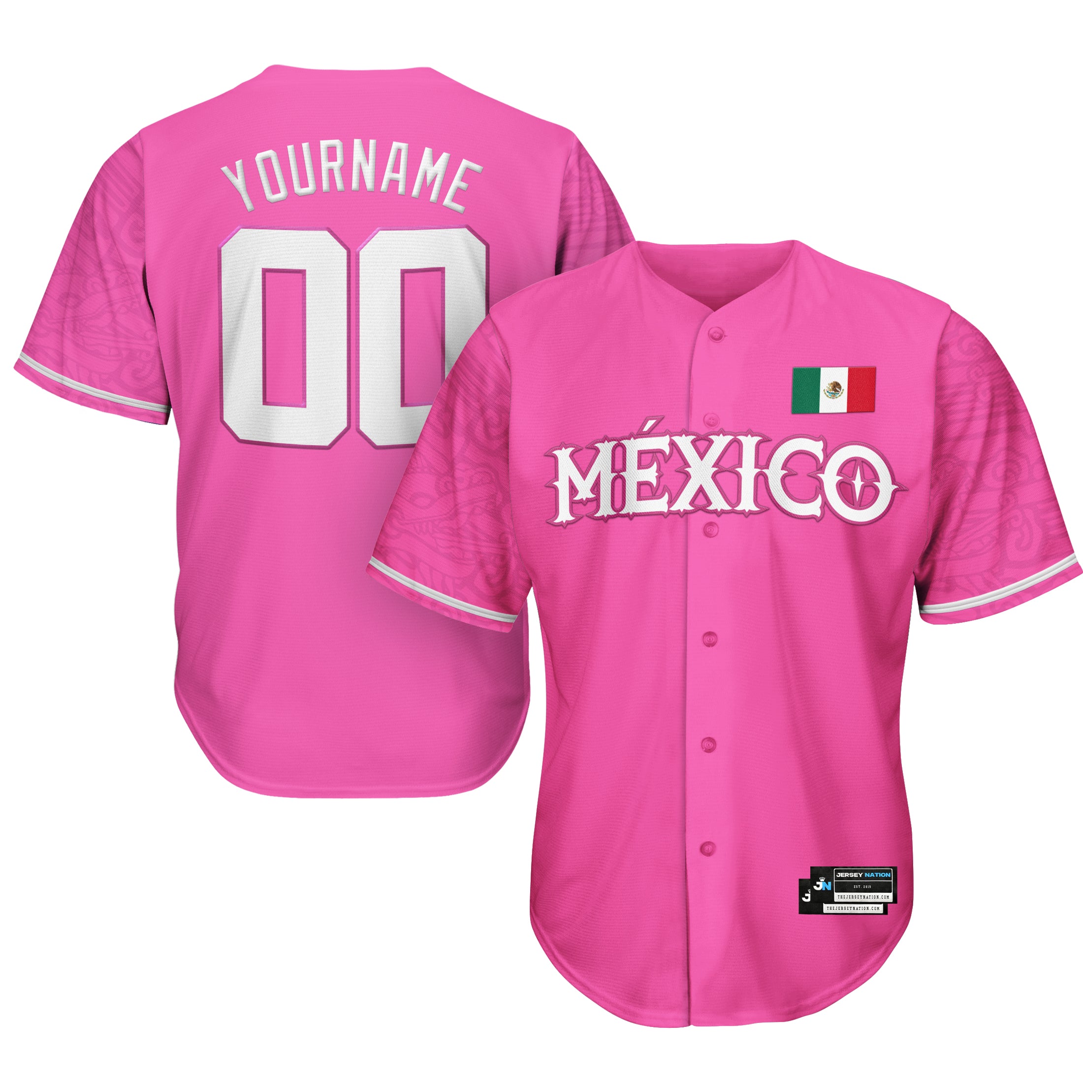 Mexico Heritage Custom Pink Baseball Jersey