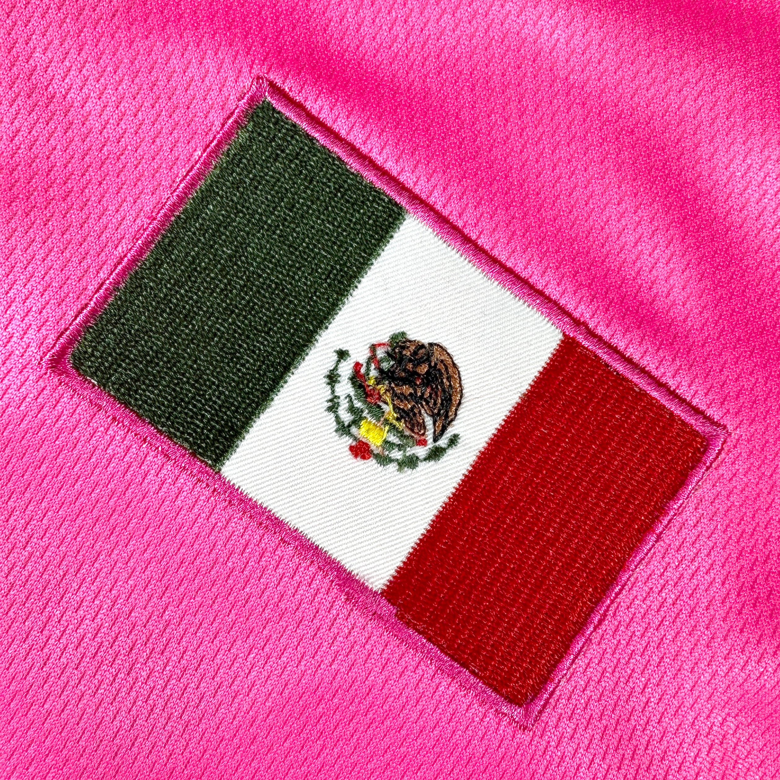 Mexico Heritage Custom Pink Baseball Jersey Embroidered Flag