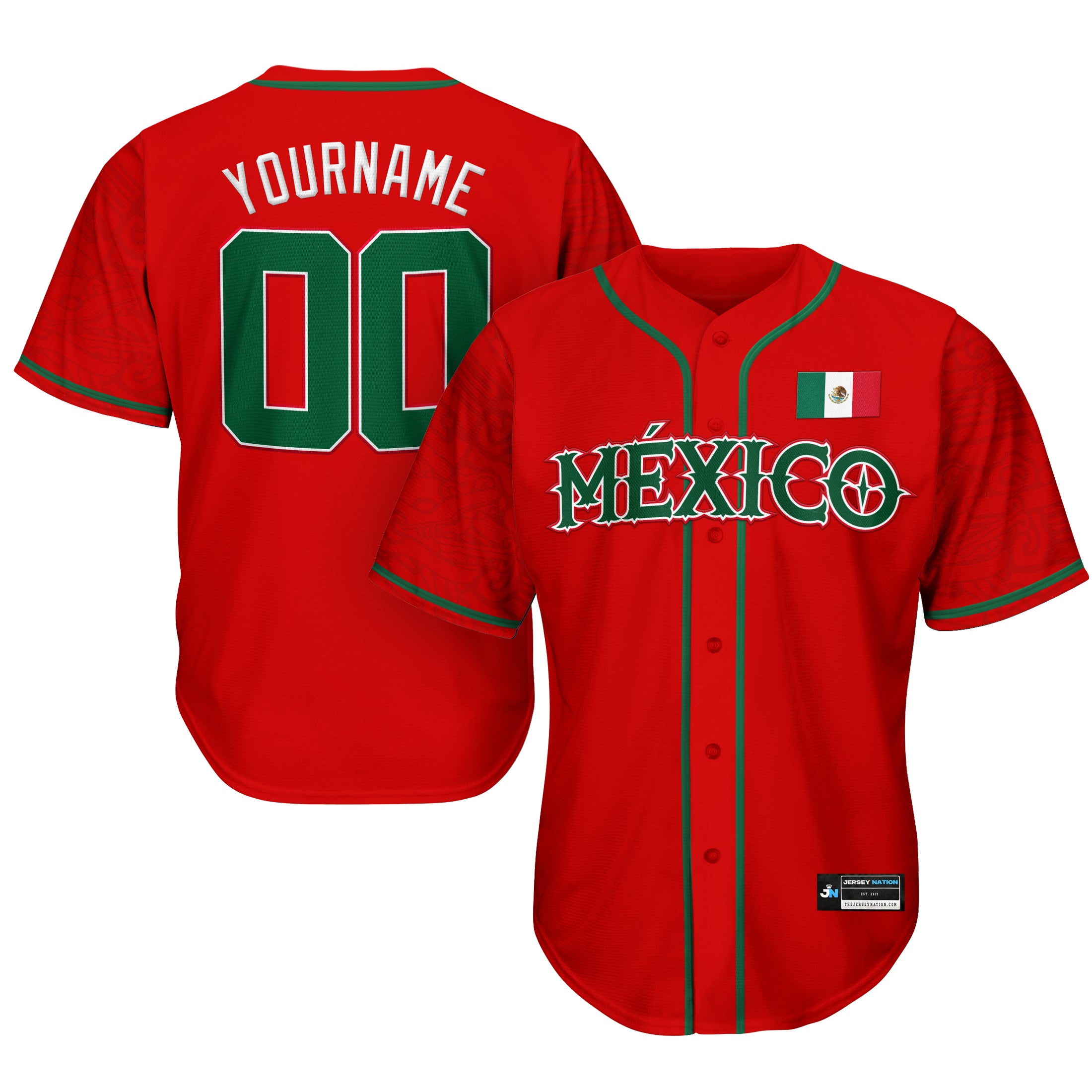 Mexico Heritage Custom Red Baseball Jersey Embroidered 