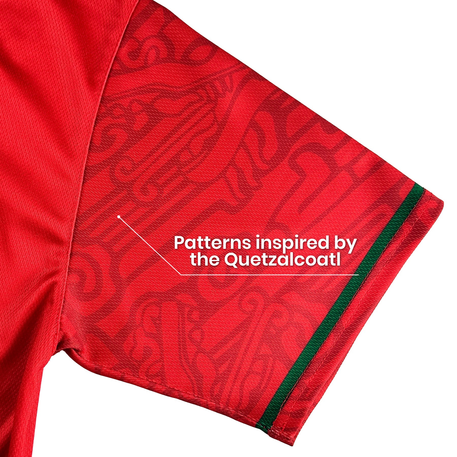 Mexico Heritage Custom Red Baseball Jersey Sleeves Closeup 