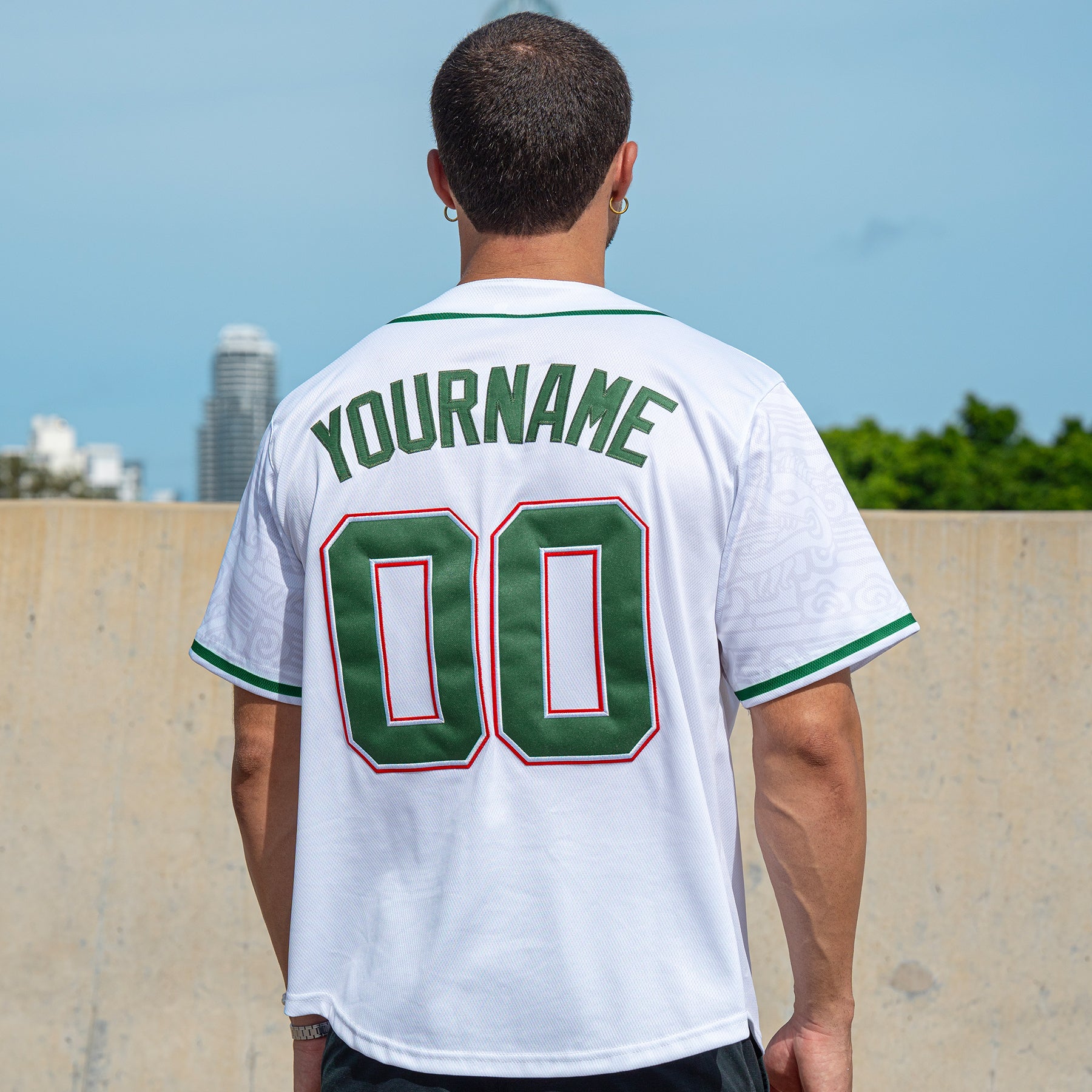 Mexico Heritage Custom White Baseball Jersey Model Styling Customized Back