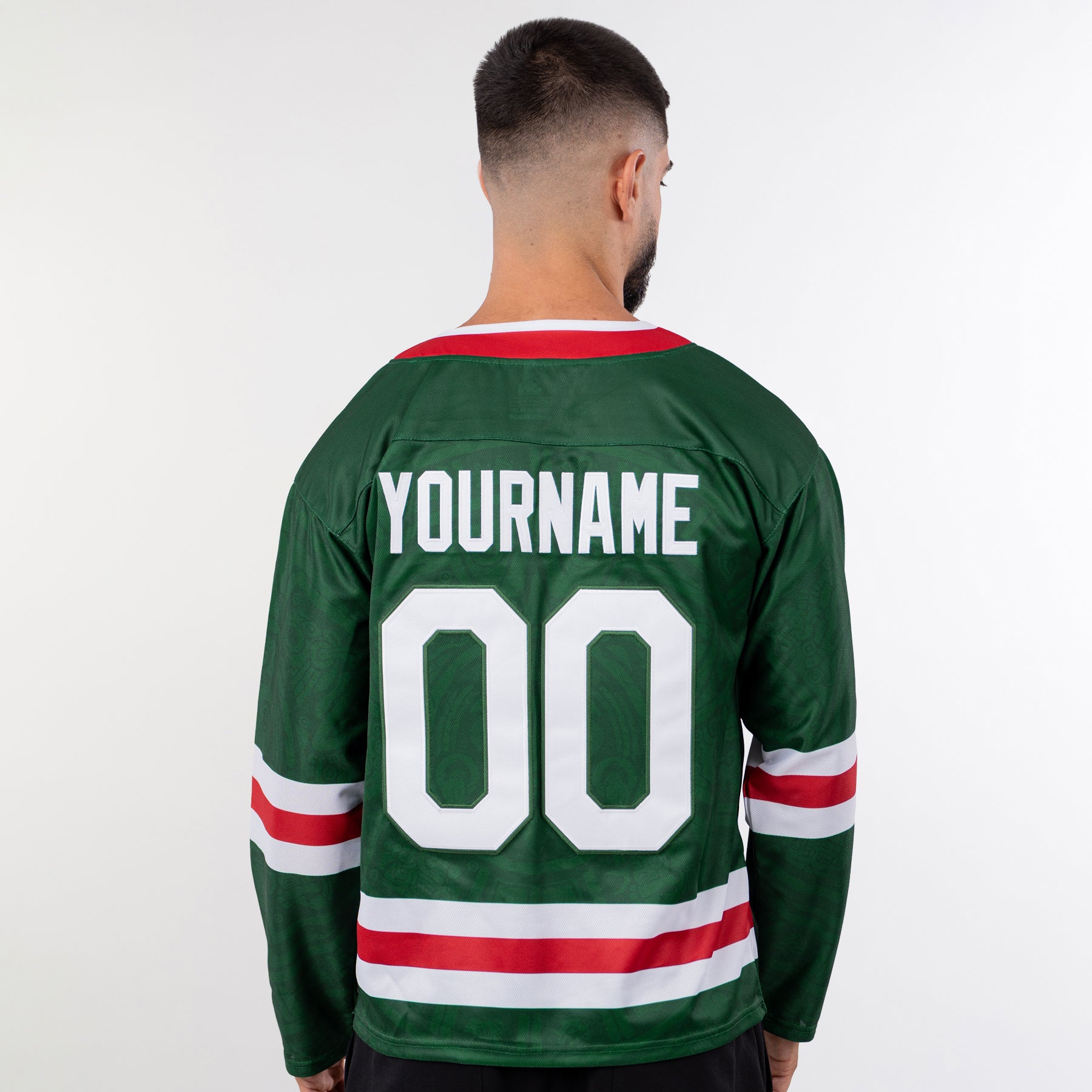 Mexico Heritage Green Custom Hockey Jersey Model Back Customized