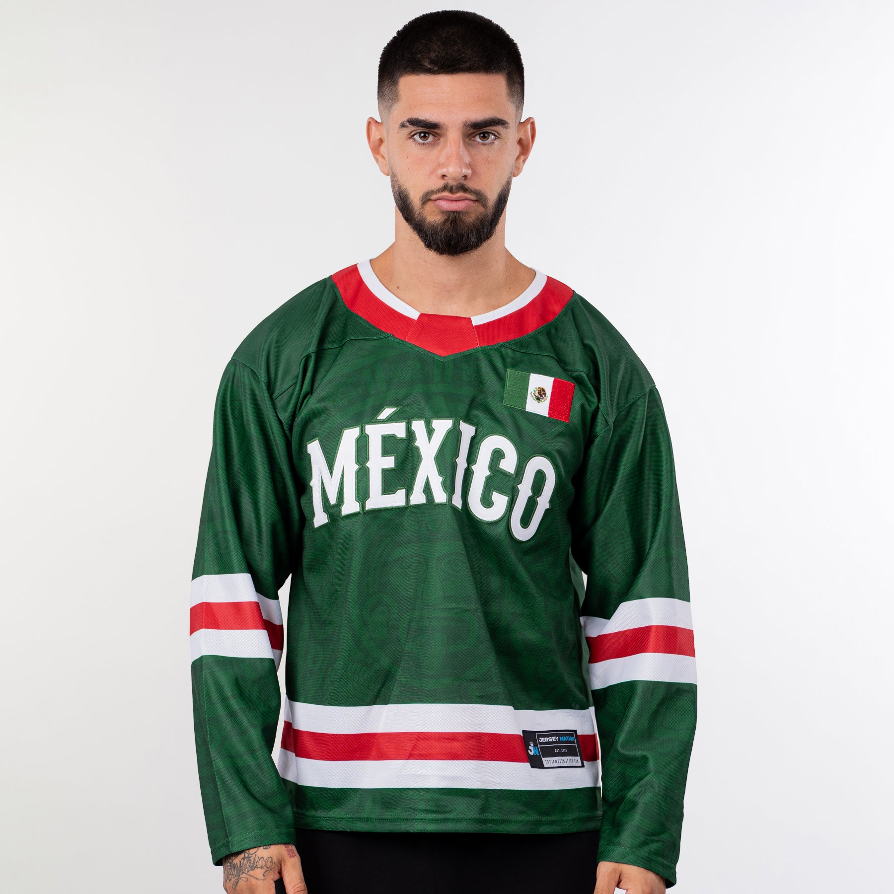 Mexico Heritage Green Custom Hockey Jersey Model Front