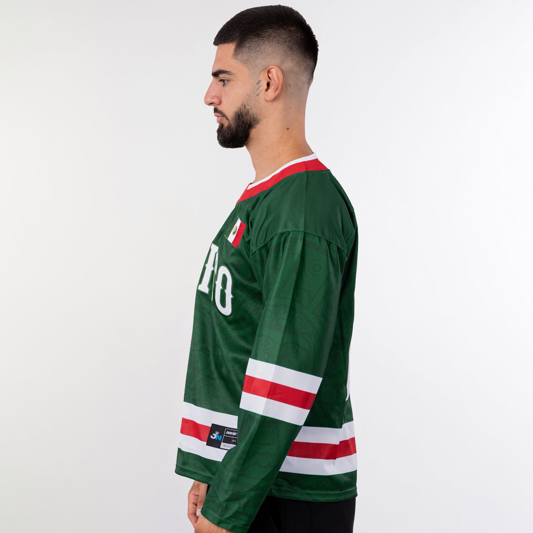 Mexico Heritage Green Custom Hockey Jersey Model Side