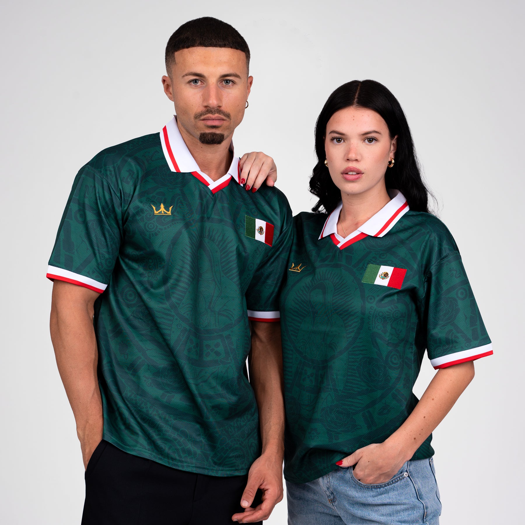 Mexico Heritage Retro Custom Football Jersey Couple Matching World Soccer Mexican Shirt Lady of Guadalupe Back