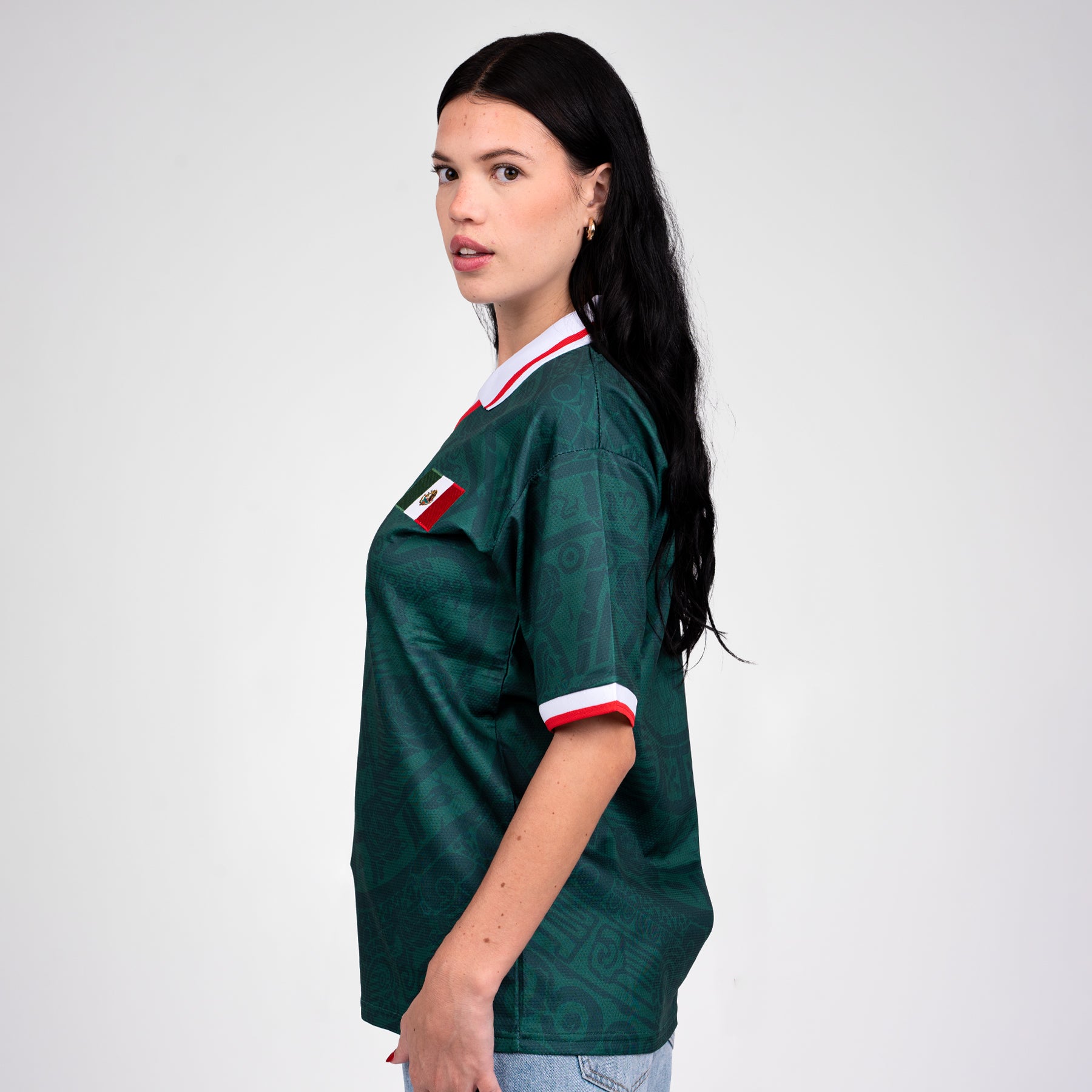 Mexico Heritage Retro Custom Football Jersey Womens World Soccer Mexican Shirt Lady of Guadalupe Side